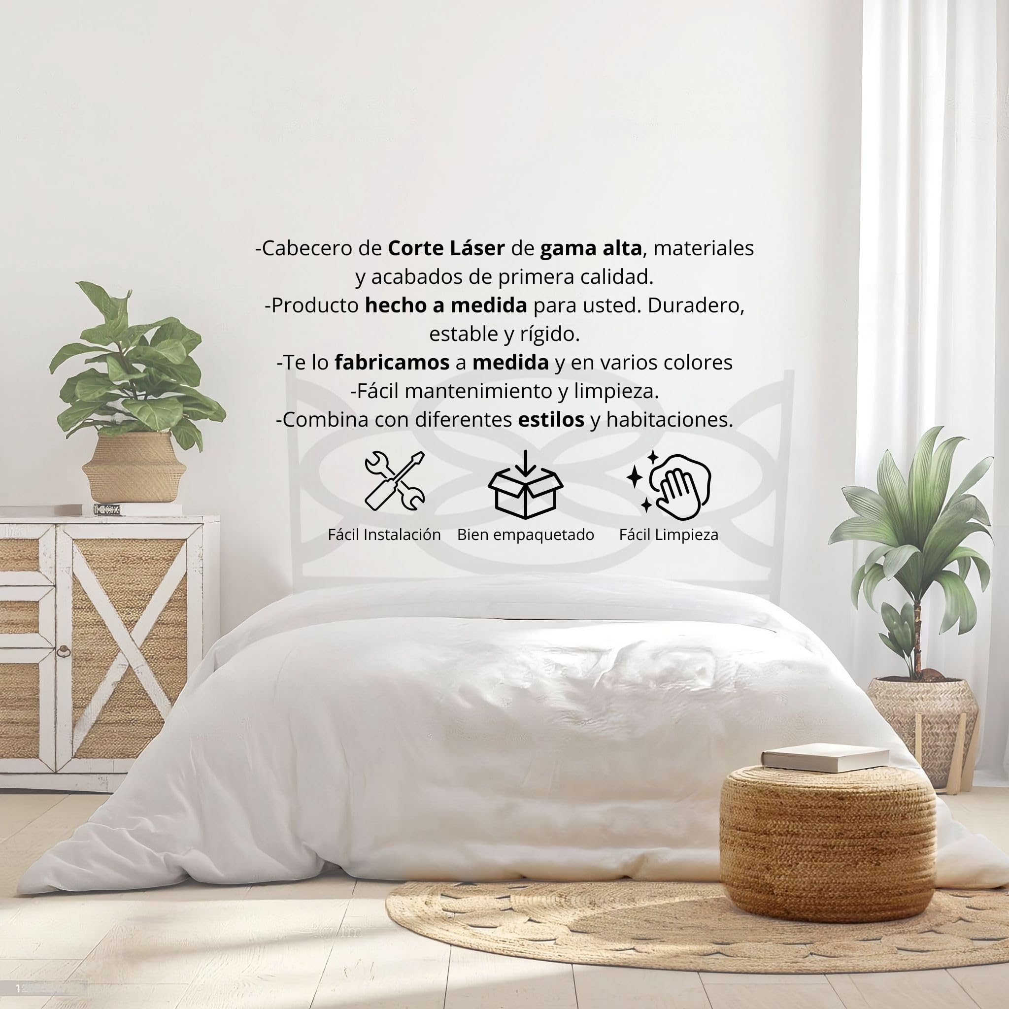 El Herrero Cabecero de Forja Corte Láser Murciano | Cabezal para Cama de Matrimonio e Individual | Producto Artesanal de España