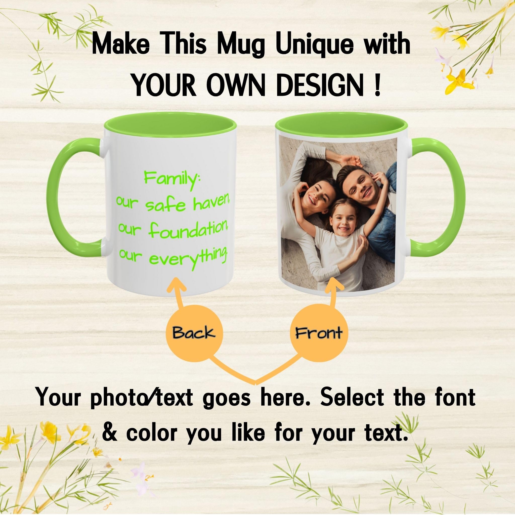 Custom Mug with Picture or Text of Your Uploads, Personalized Mug, Microwave & Dishwasher Safe Ceramic Mug, 325ml - Image 2