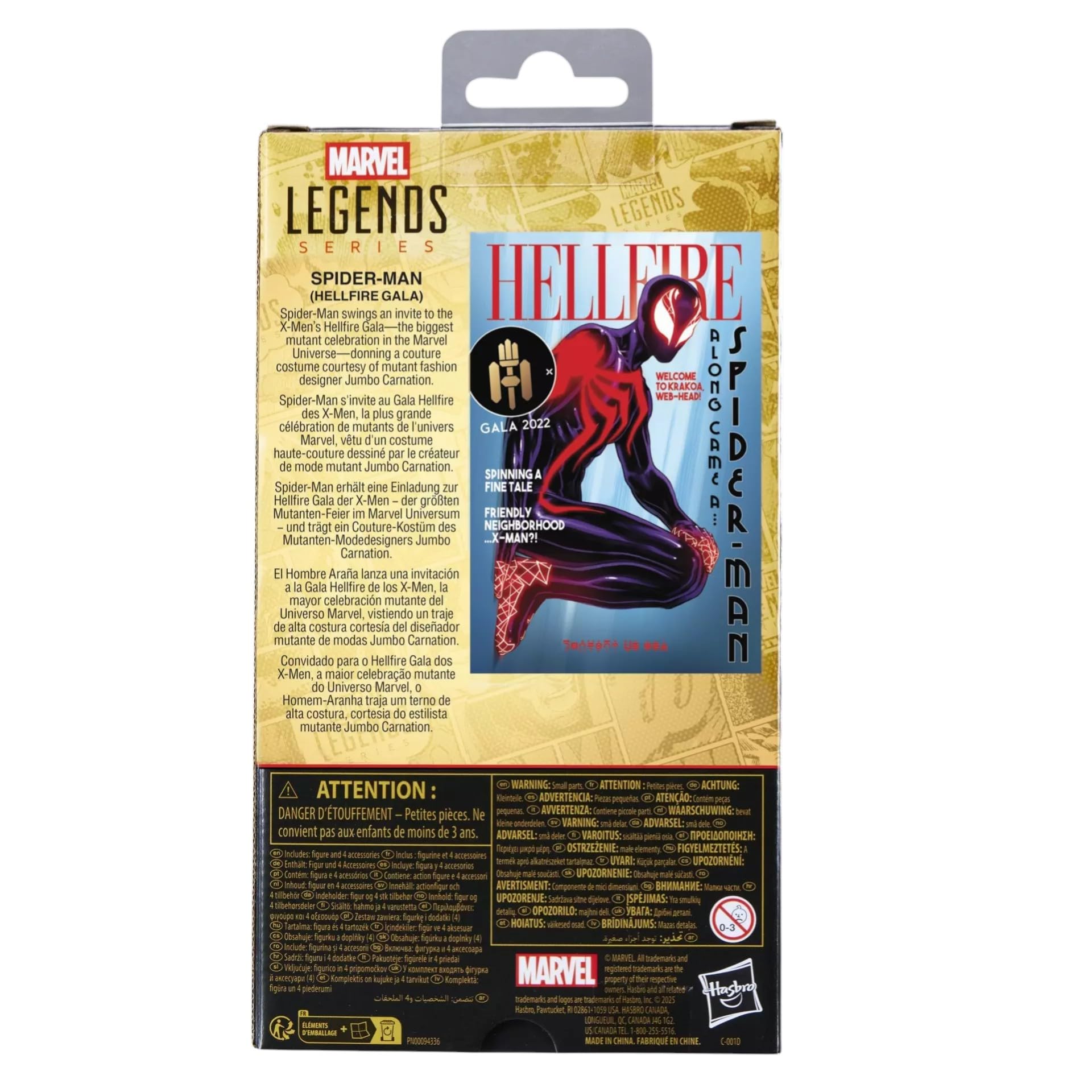 Marvel Legends Series Spider-Man Hellfire Gala, X-Men: Hellfire Gala Comics, action figure da collezione in scala da 15,2 cm