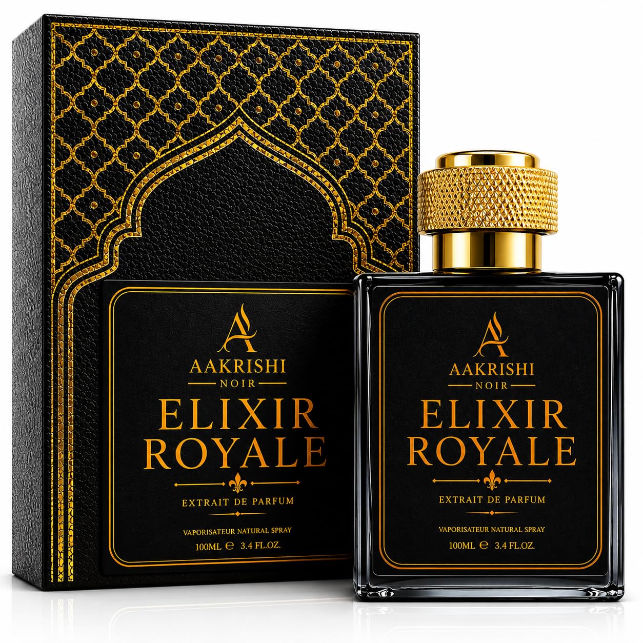 Noir Elixir Royale Extrait De Parfum for Men, 100ml Luxury Extrait De Parfum Spray, Long Lasting Men Cologne, Warm Spicy Woody Fragrance, Premium Perfume for Men, Gifts for Him