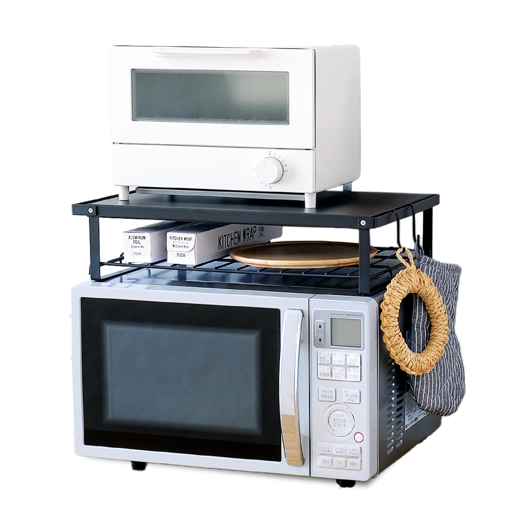 Amazon.co.jp: HEIAN SHINDO レンジ上ラック マットブラック 幅46cm