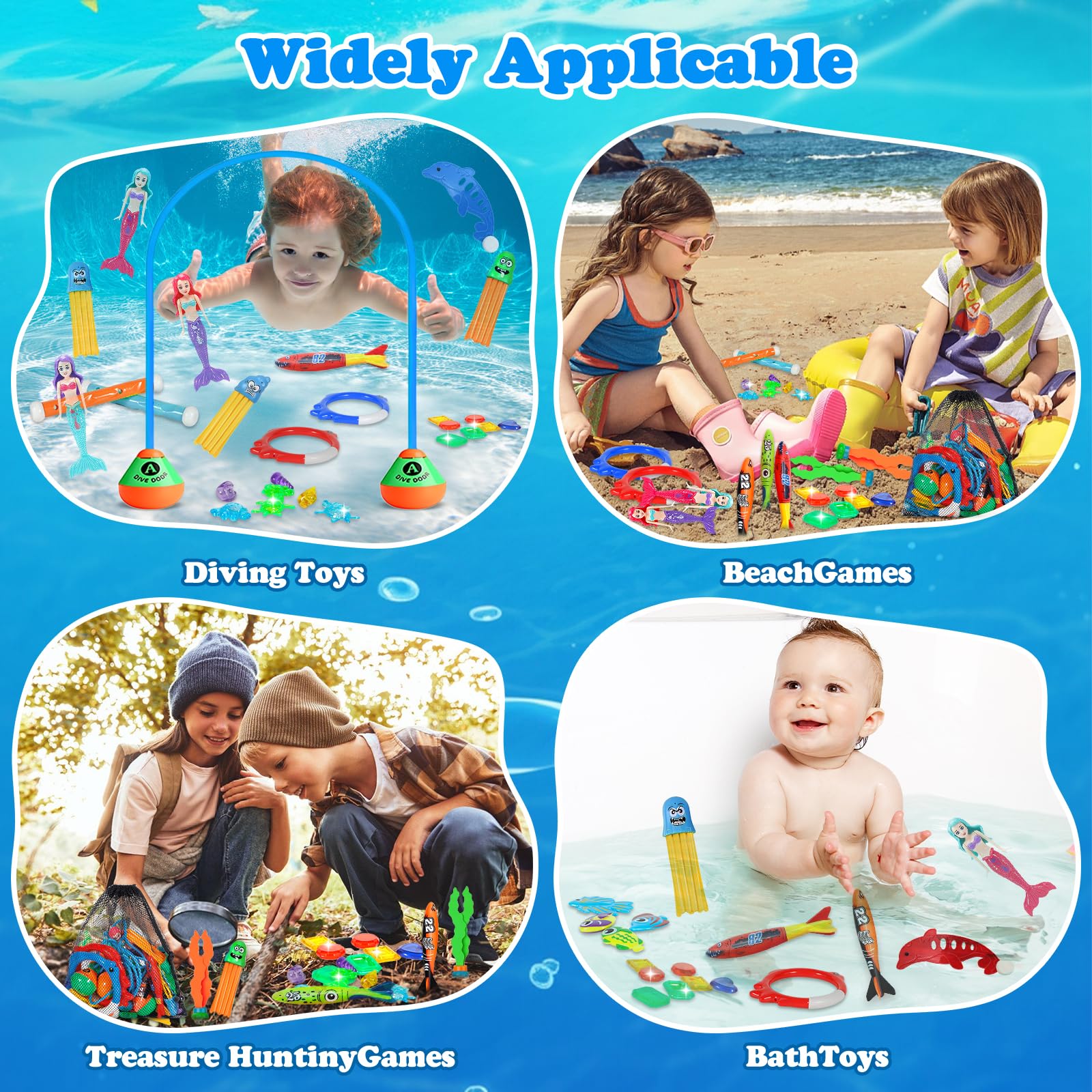 Jouets de Plongée Piscine 43 PCS Jeux Piscine Enfant Anneaux Piscine Set avec Anneaux de Plongée Torpedo Bandits Bâtons de Plongée pour Jeux sous-Marins et Fêtes d'été en Piscine
