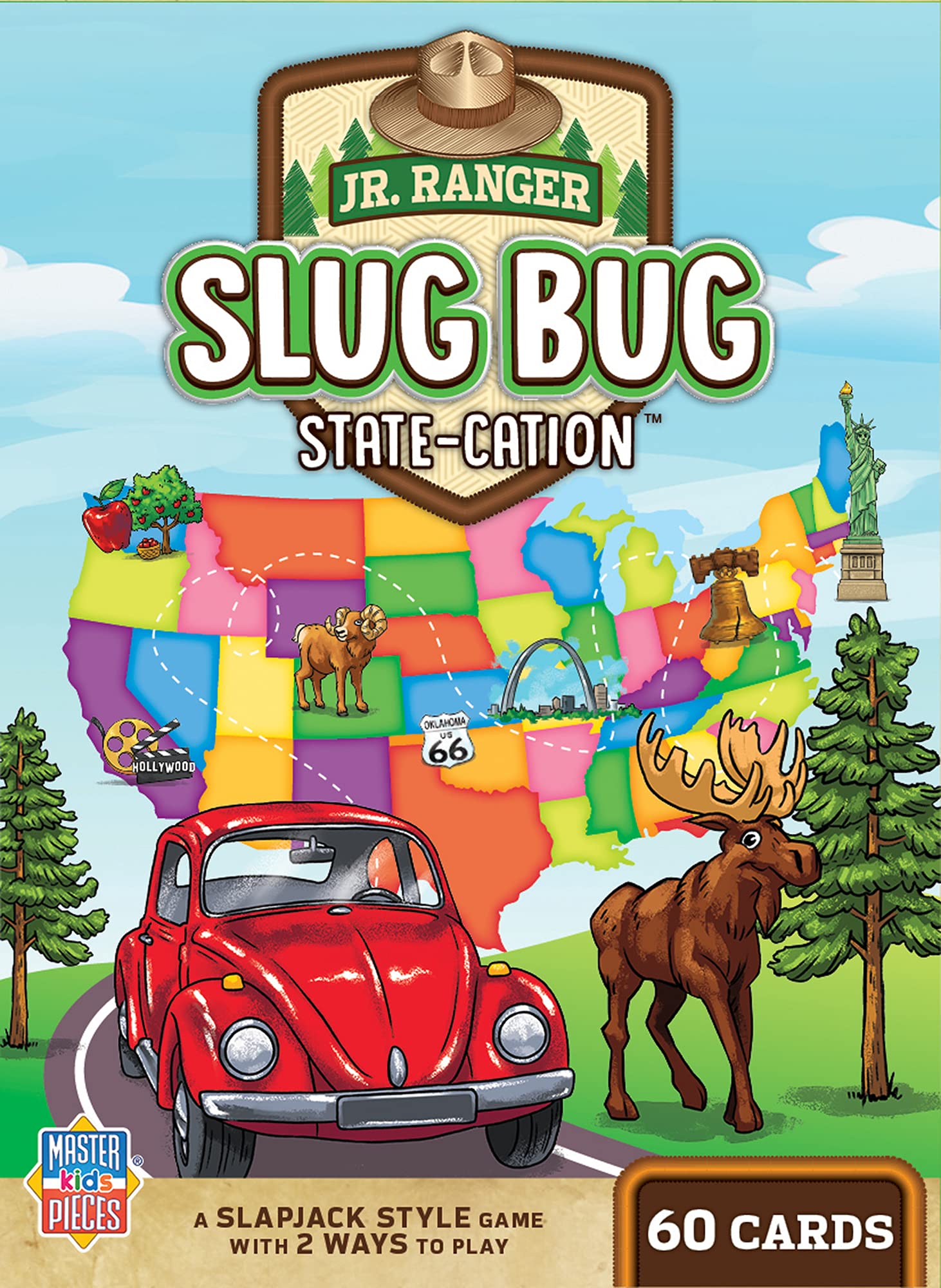 MasterPieces Licensed Kids Games - Jr Ranger - Slug Bug State-Cation Card Game Games for Kids & Family, Laugh and Learn