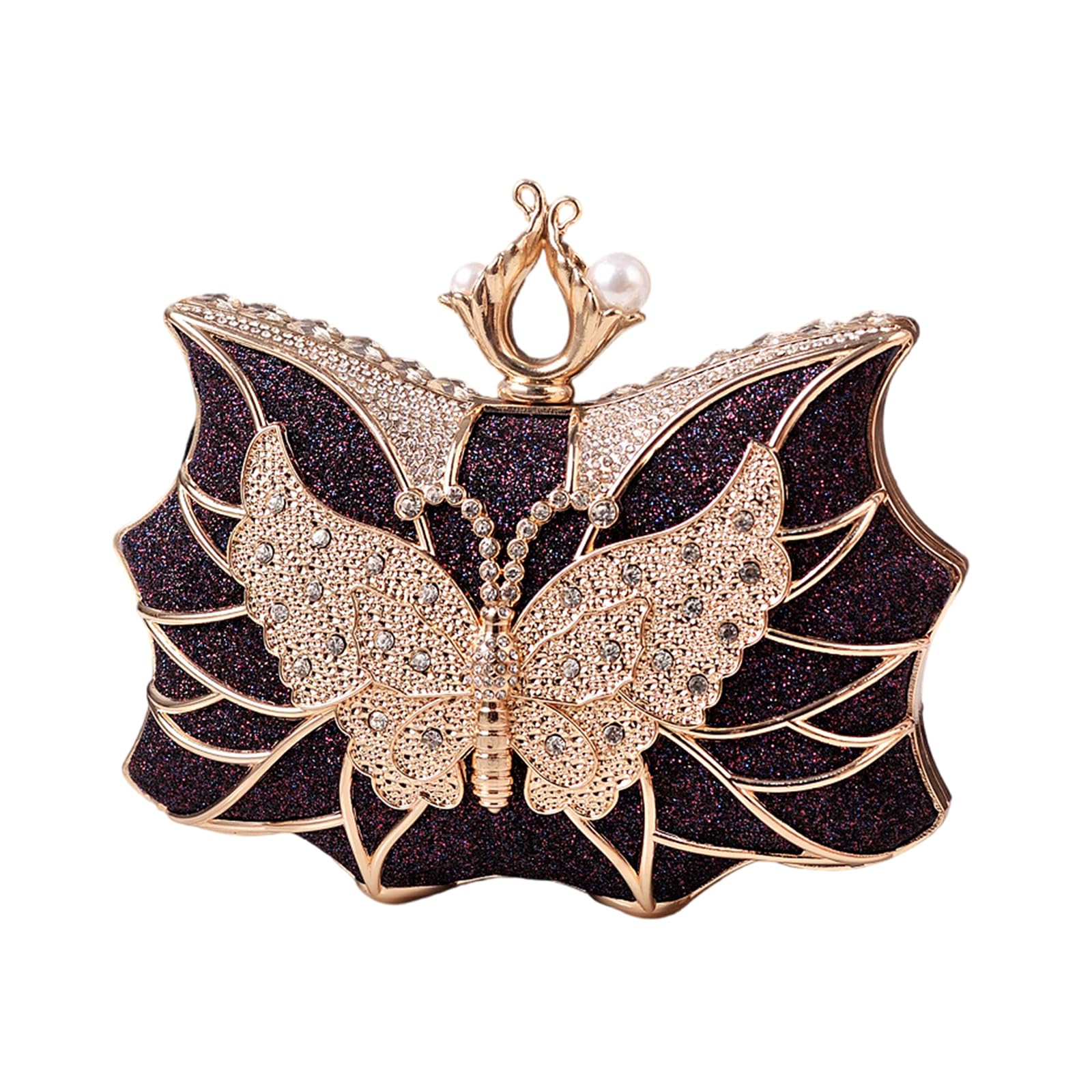 Sac de soirée fleur papillon sac à main épaule violet pour cocktail et mariage - 8