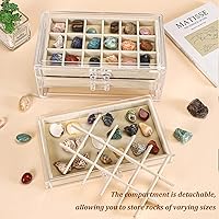 Vista 5 de Acrylic Rock Collection - Vitrina con 54 compartimentos de almacenamiento de rejillas, cajas de colección de rocas, organizador de exhibición