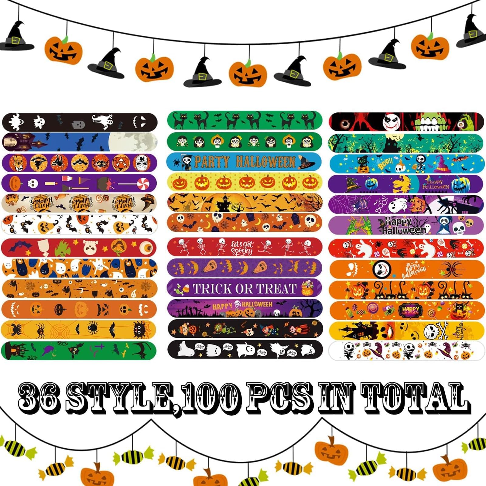 FODYNE 100Pcs Halloween Slap Bracelet - Image 3