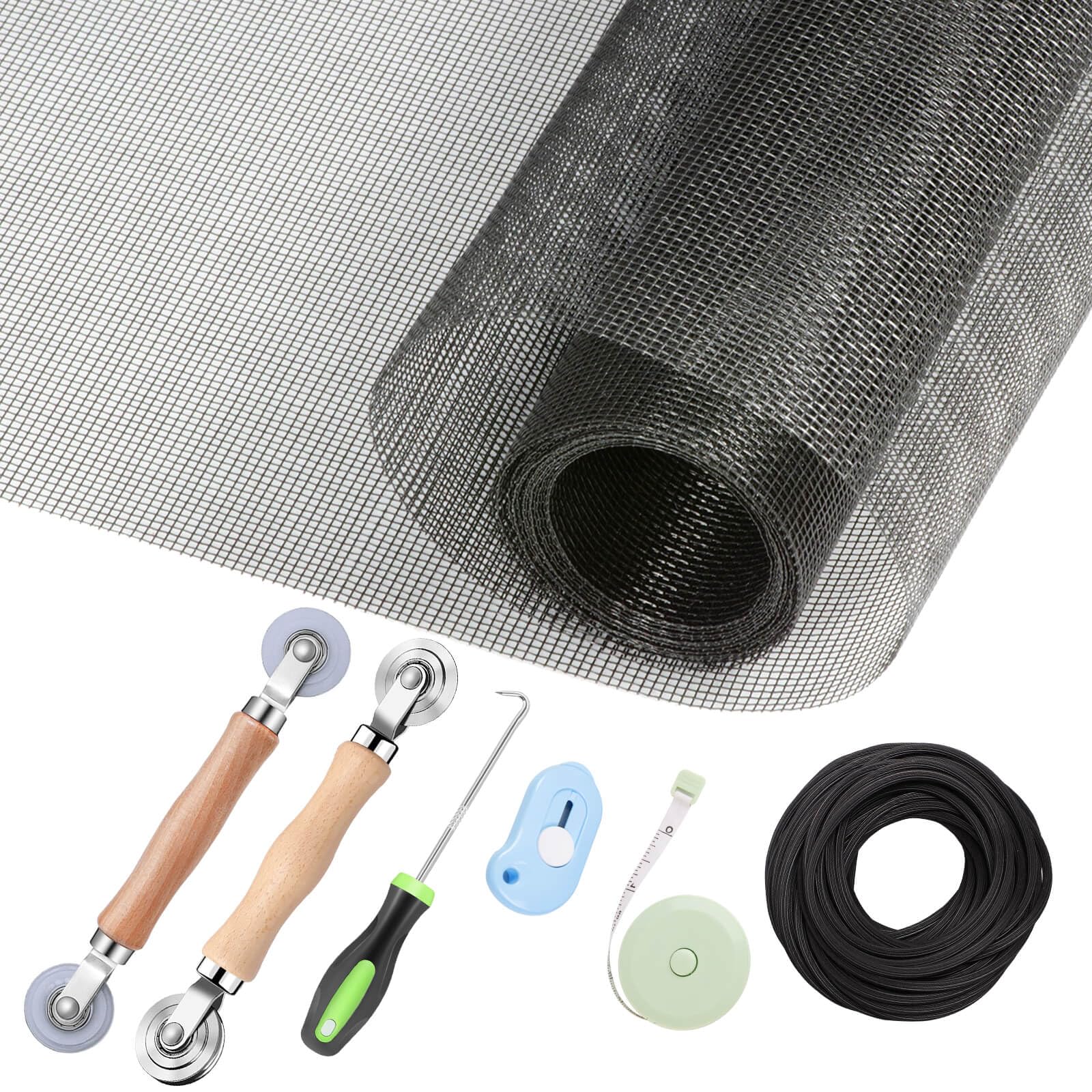 Window Screen Repair Kit - 59" x 106" Screen Door Replacement Fiberglass Screen Mesh with All Screen Tools for Sliding Door and Patio Screen Door Replacement, TOOLTRIZ