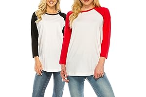 Womens 2Pack 3/4 Sleeve Raglan Baseball Jersey