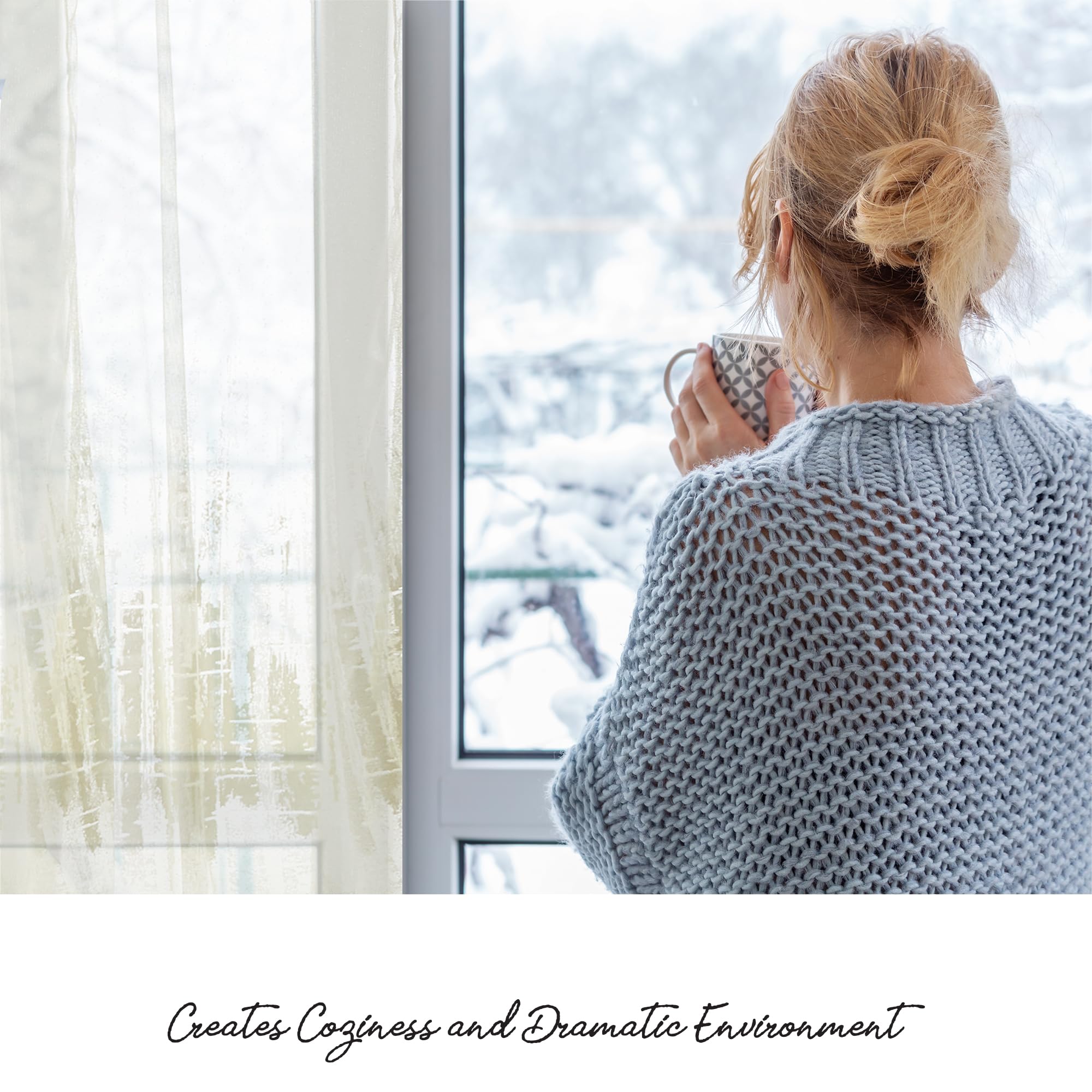 Cortinas Deconovo Gasa Con Bordados | 290x140cm, Ojales Metálicos, Blanco - Para Salón Y Dormitorio