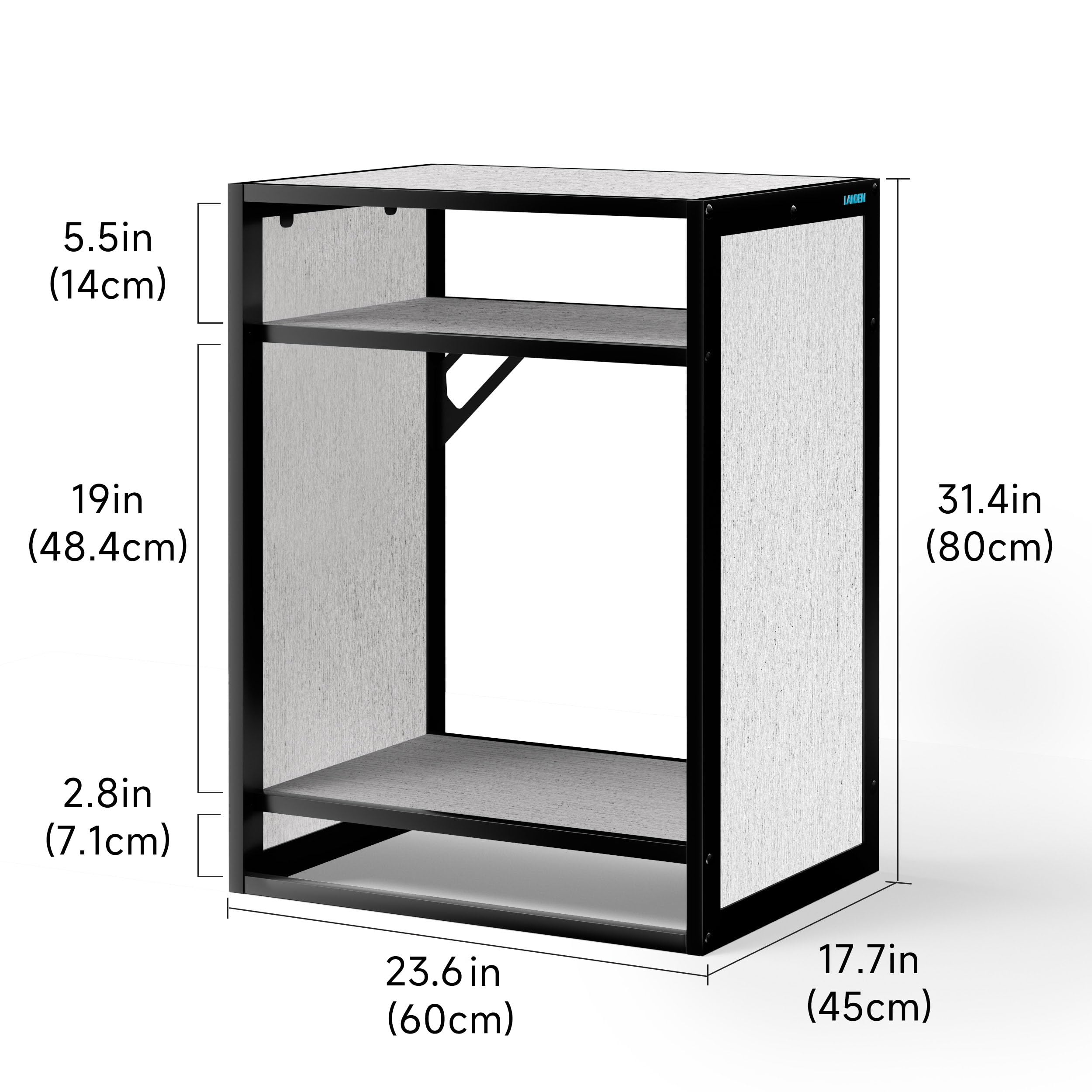 LANDEN Support d'aquarium en métal à 3 niveaux avec étagères pour aquariums jusqu'à 97 gallons, en acier inoxydable, gris, 60 x 45 x 80 cm, pour aquariums et terrariums de reptiles, utilisation à la