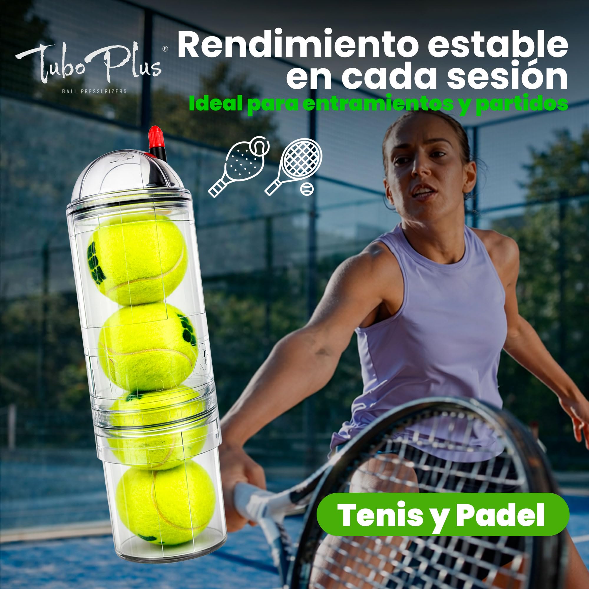 TUBOPLUS - Barca pressurizzatrice per palline da paddle e tennis | TUBOX4 Crystal | Compressore per palline | Accessori indispensabili