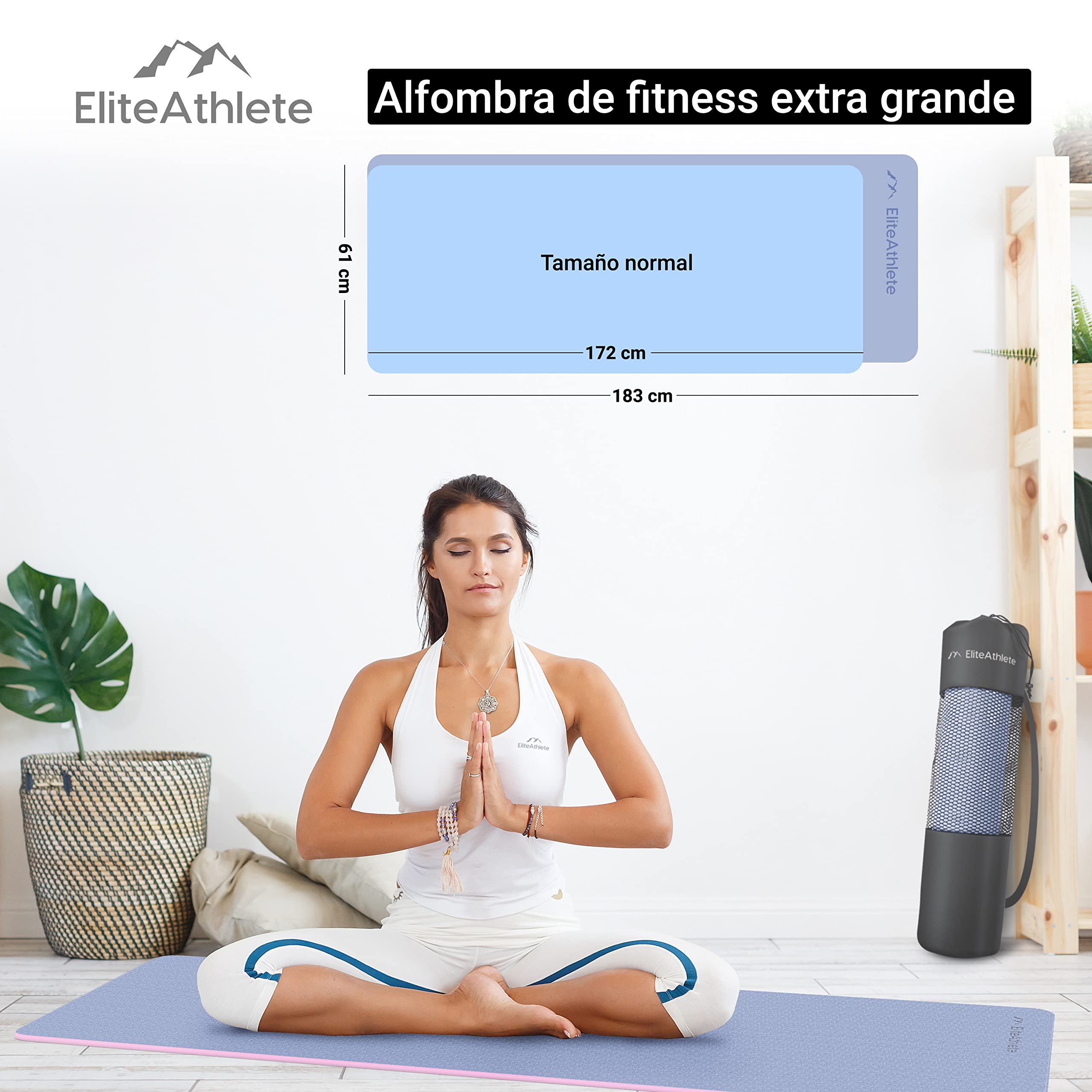 BRAGULAT Esterilla Yoga Antideslizante 6mm + Botella 500ml: Plegable, Bolsa Transporte, Ideal Pilates Fitness