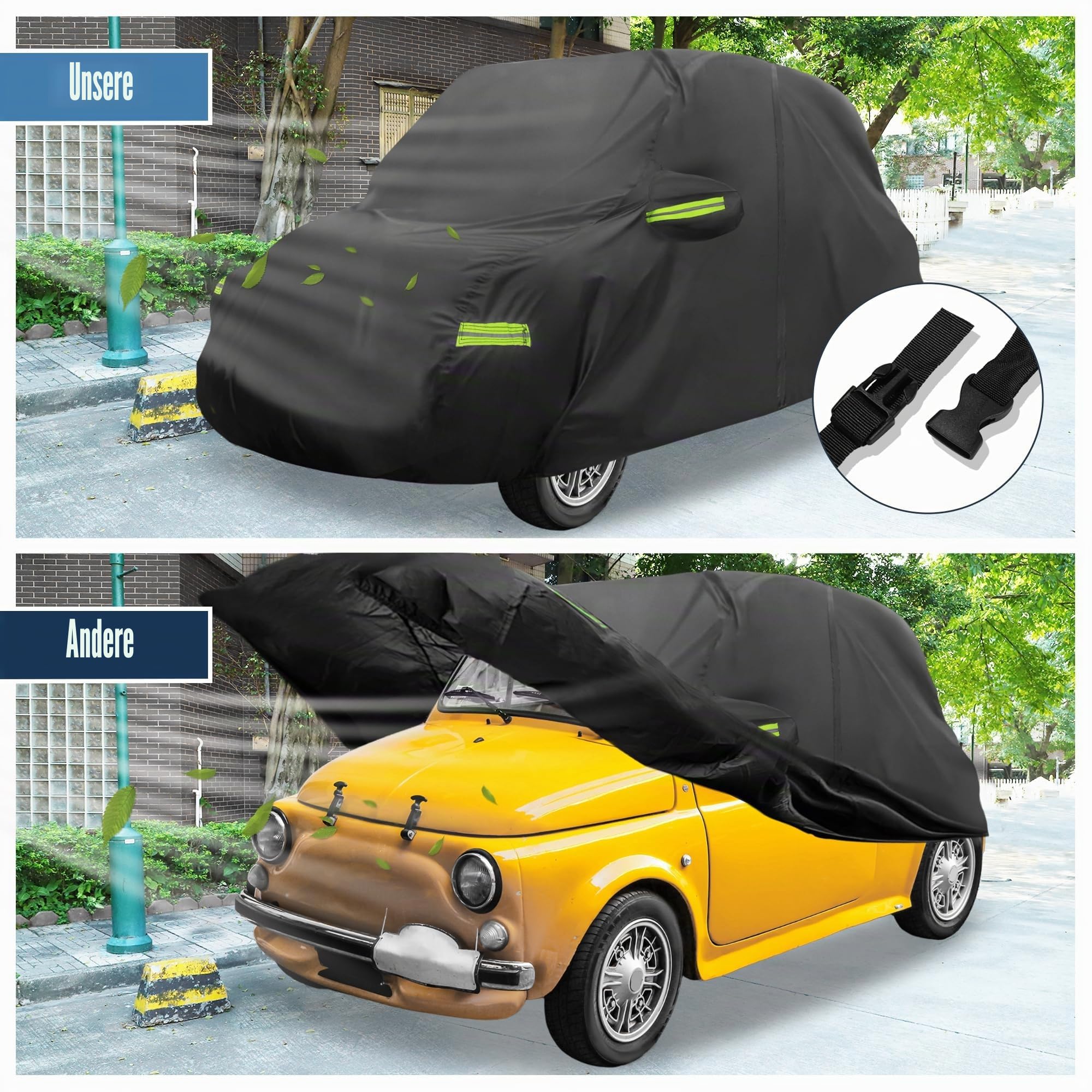 QUARKZMAN wasserdichte Autoabdeckung Outdoor Für FIAT 500 07-22 1pc