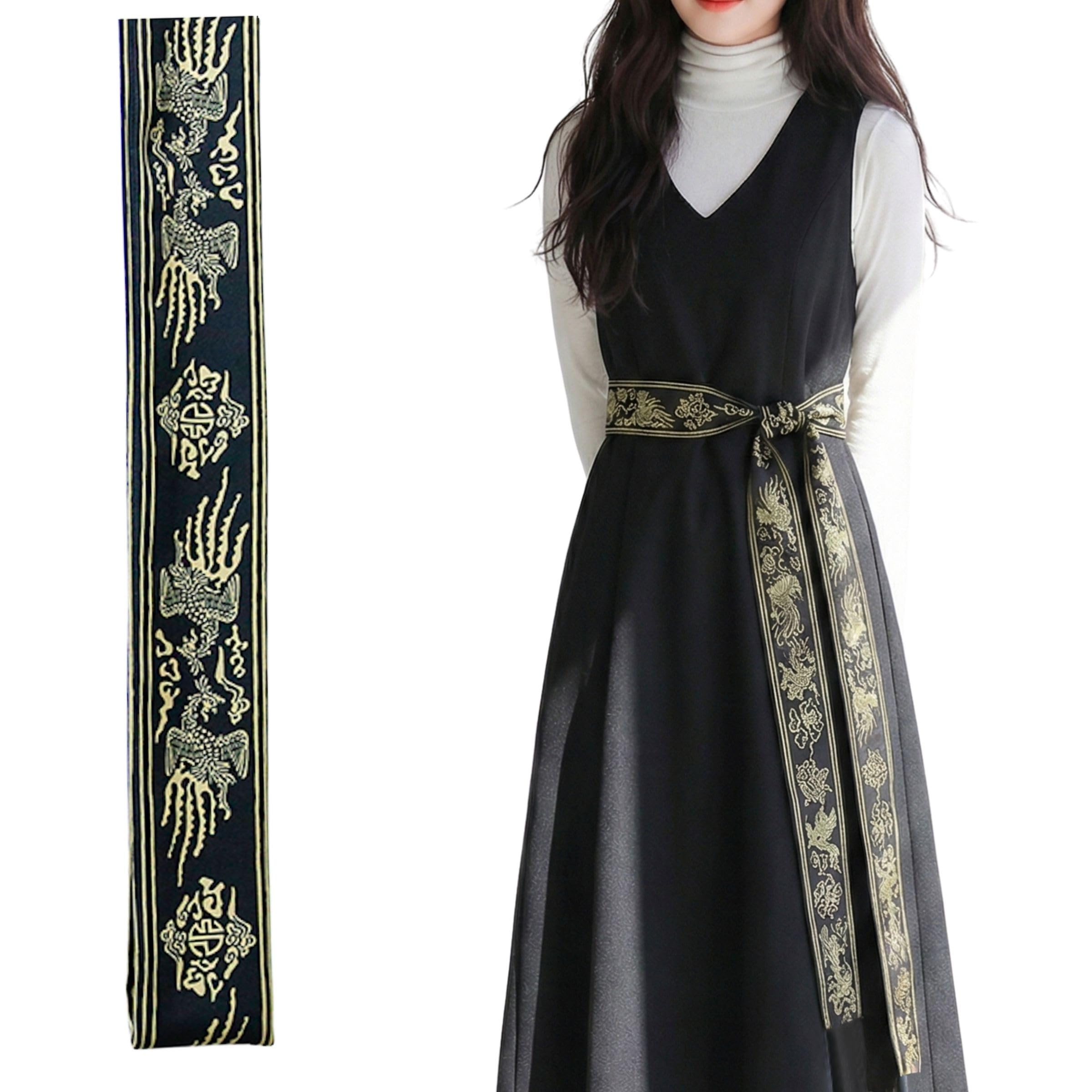 Royal Korean Belt – Wonsam Inspired Hanbok Waist Sash for Women, Embroidered Traditional Fashion Scarf, 7 Colors
