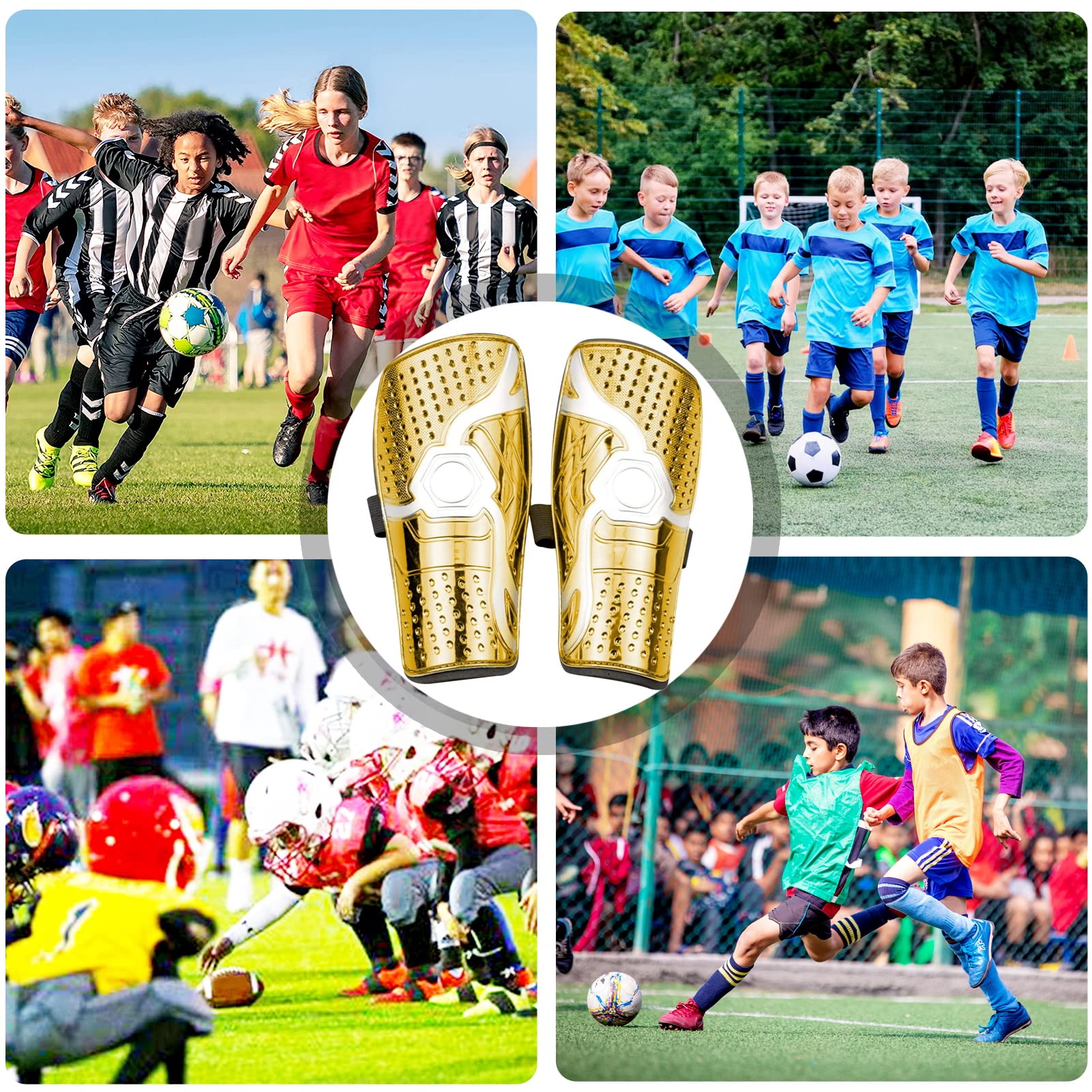 Goldmiky Parastinchi da Calcio per Bambini - con Maniche ad Alta Elasticità, Leggero e Traspirante, Protezione Completa per Gambe dei Bambini, Età 6-12 Anni,per Ragazzi, Ragazze, Bambini