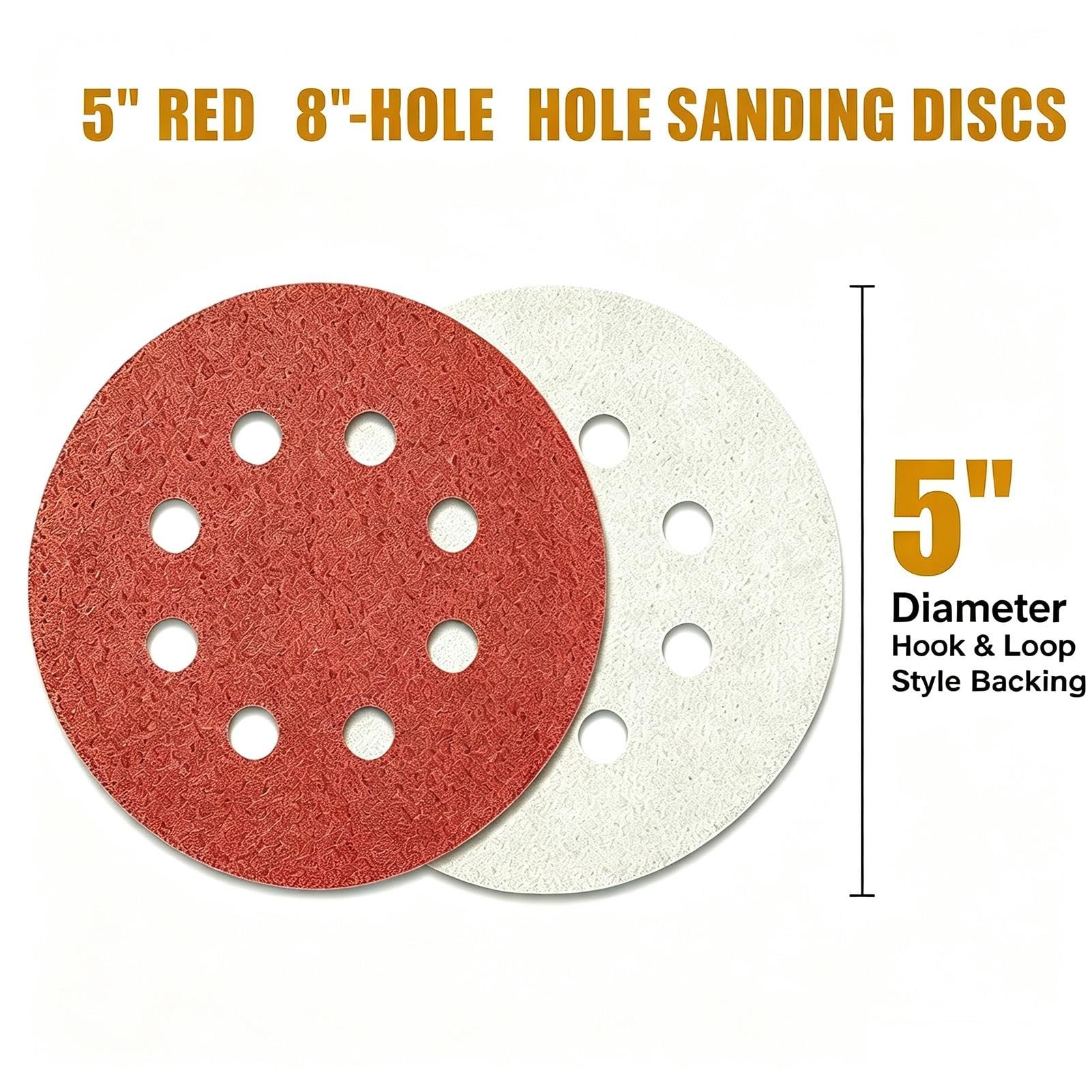 100 discos de lijado de 125 mm, discos para lijadora orbital, grano 80#