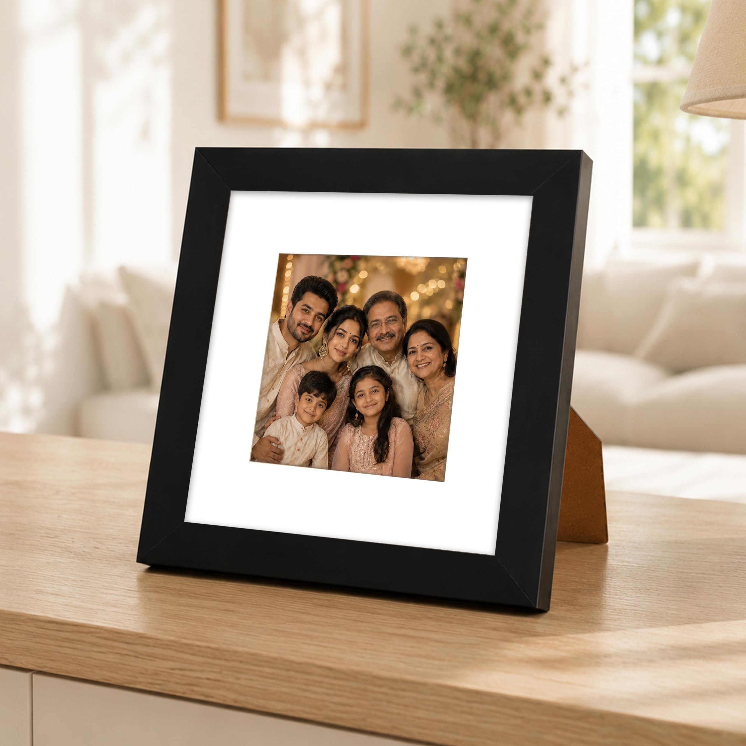 Art Street Synthetic Table/Wall Photo Frame for Home Décor, Bedroom, Office Desk, Table Top, Living Room (8" x 8", Black)