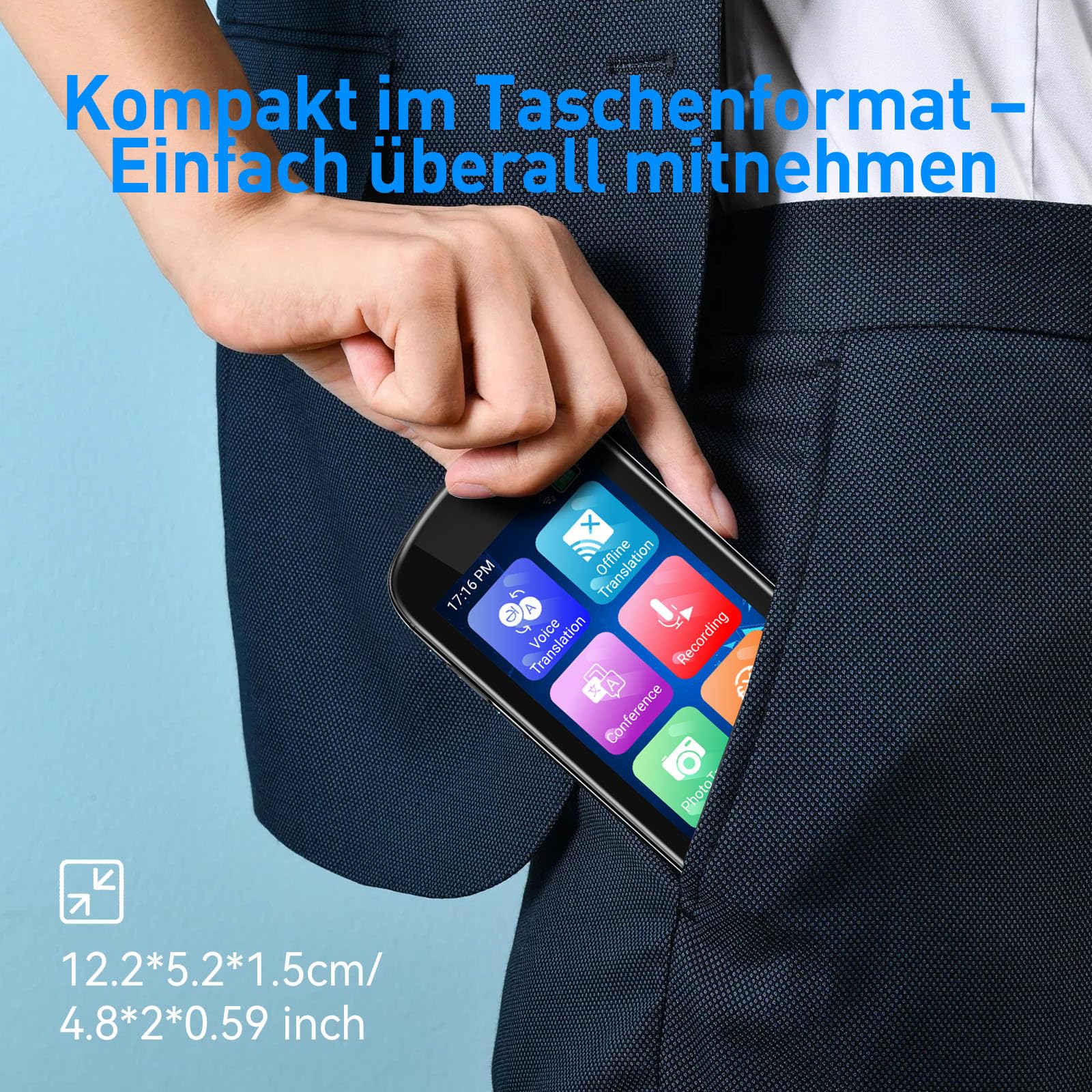 Traduttore Vocale SKARA Senza Connessione Internet, Dispositivo di Traduzione in Tempo Reale con Uscita Vocale, Supporta 137 Lingue e Accenti, Traduzione Offline, WiFi e tramite Foto, Ideale per Viagg