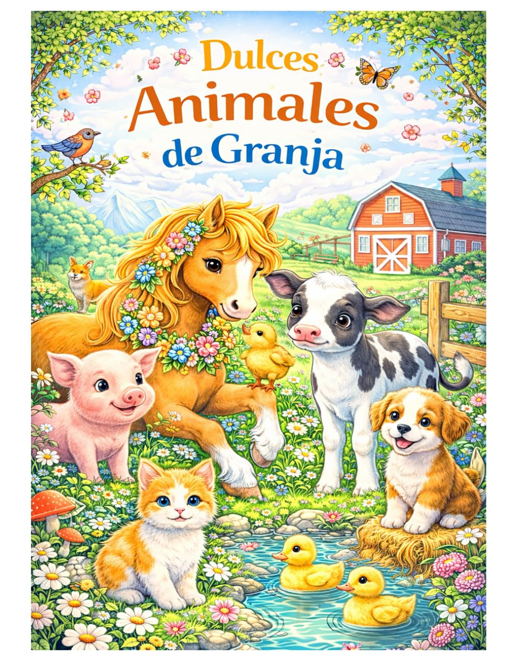 Dulces animales de la granja: Un libro para colorear diseñado con cariño para niños, con bono en línea en 5 idiomas: alemán, inglés, francés, español e italiano (The Fantasy Animals Series)