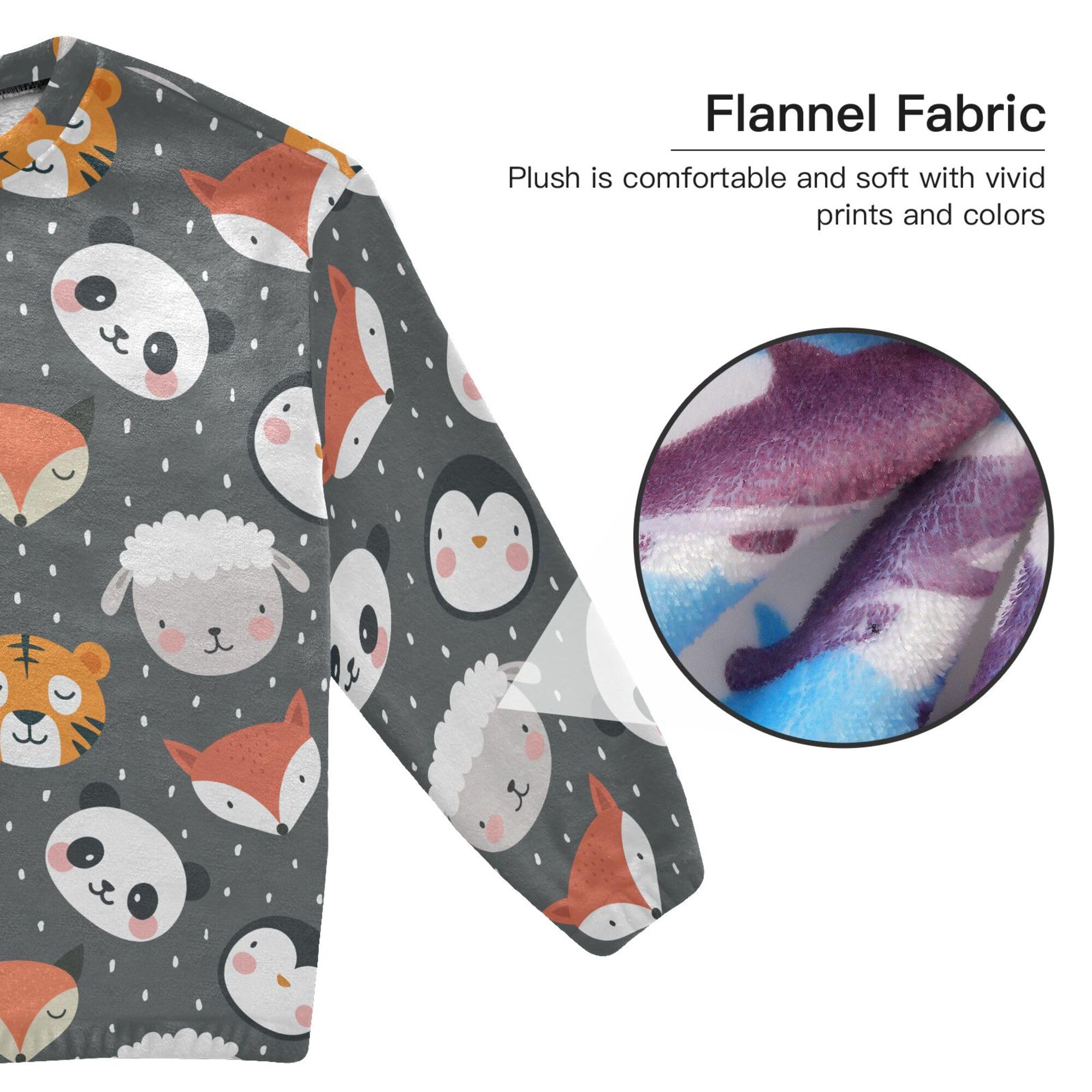 ALAZA Pigiama da donna in pile carino api volanti da donna a maniche lunghe loungewear due pezzi pigiameria da notte pigiama termico super morbido set pigiama, S