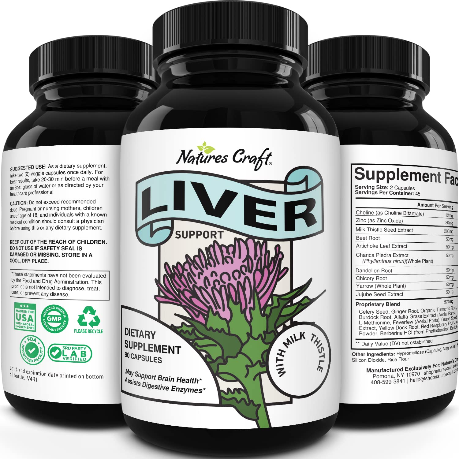 Liver Supplements with Milk Thistle Artichoke Dandelion Root
