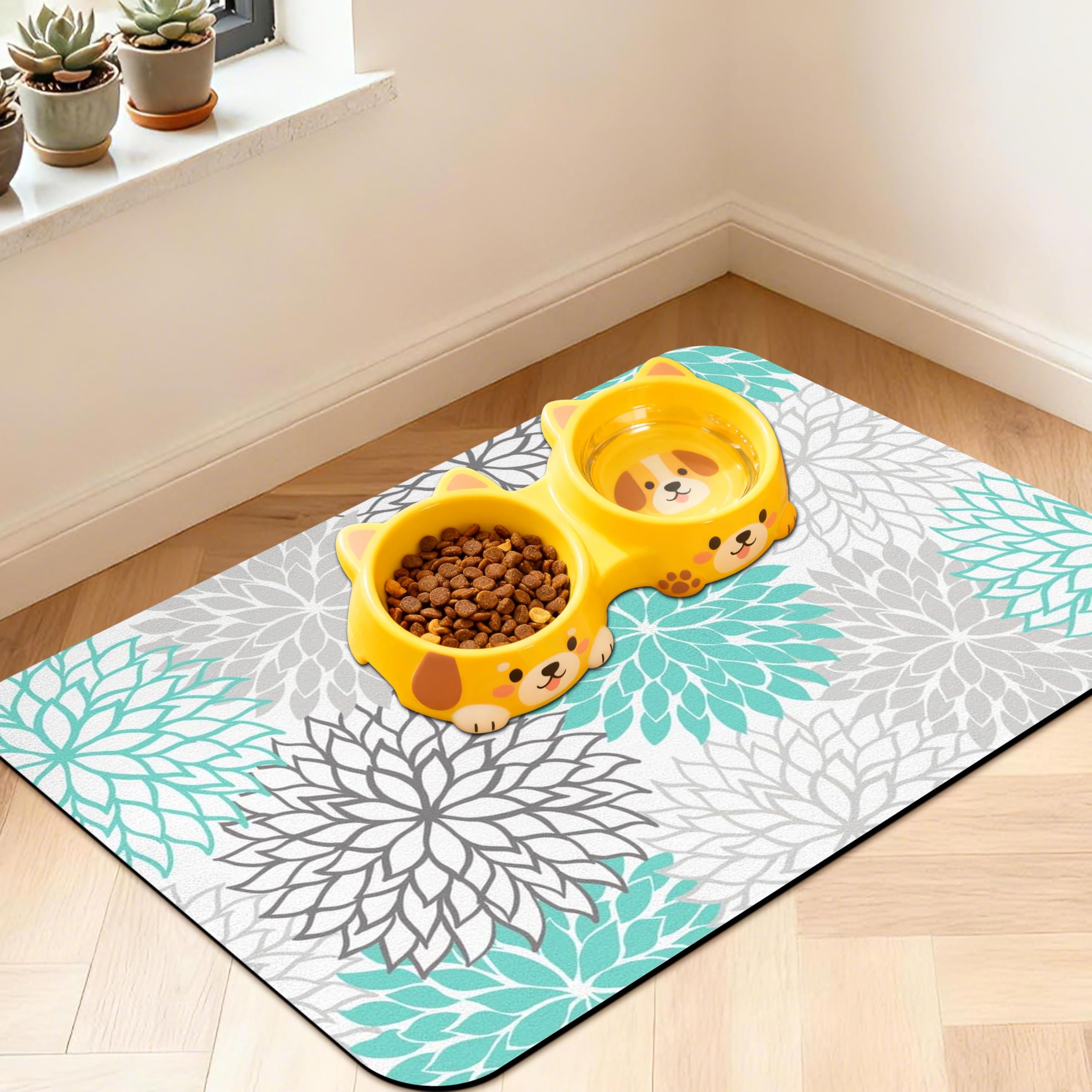 Pet Feeding Mat for Floors Waterproof Dog Mat for Food and Water Absorbent Quick Dry Non Slip mat for Cat Bowls