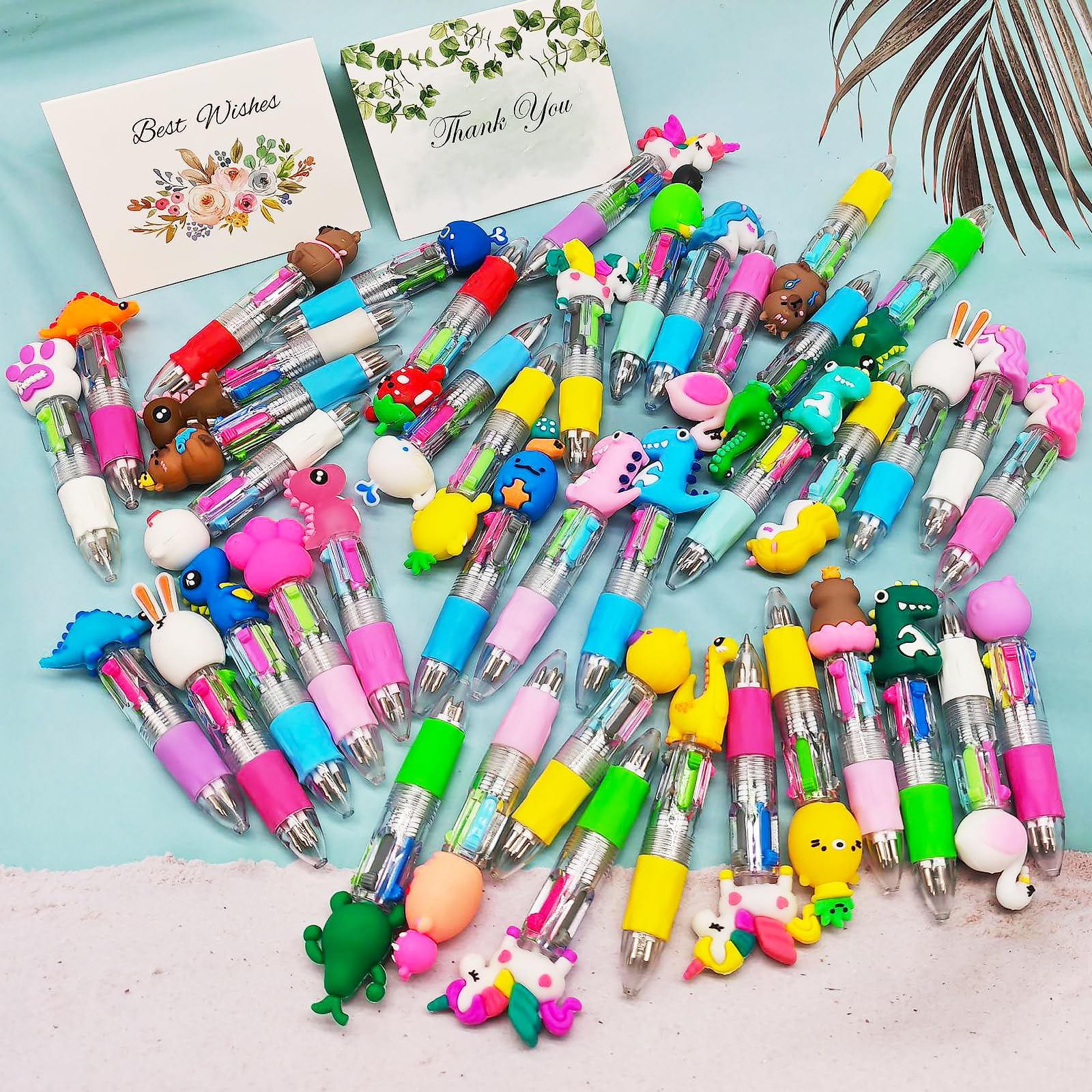 50-Pack 4-in-1 Multicolor Pens - Kawaii Mini Ballpoint Pens For Party Favors & Gifts