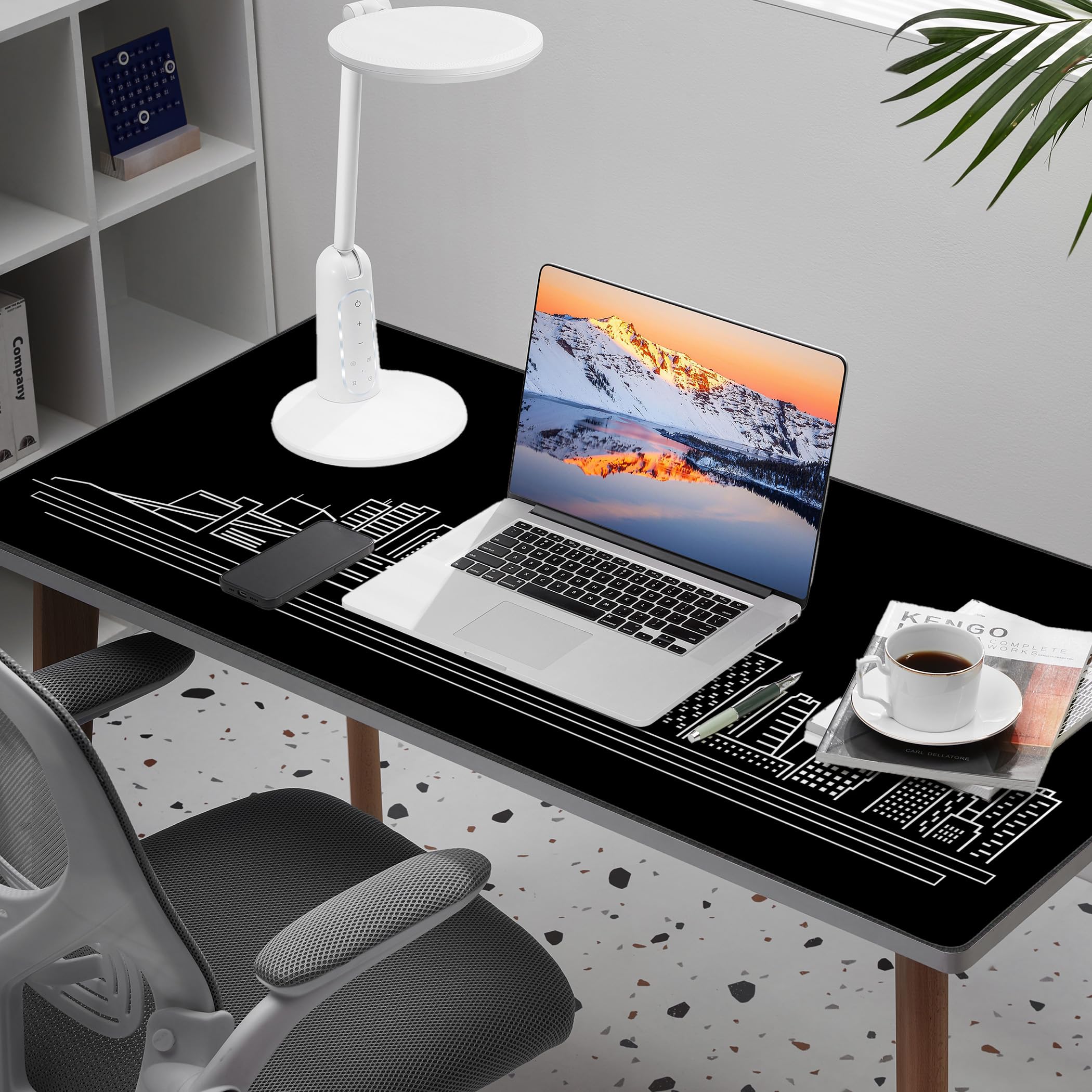 LL-COEUR Noir Grand Tapis de Souris de Jeu 1200x500x3MM Gamer Tapis de Bureau Large et Étendu XXL Speed Gaming Mousepad pour PC, Clavier et Ordinateur XL