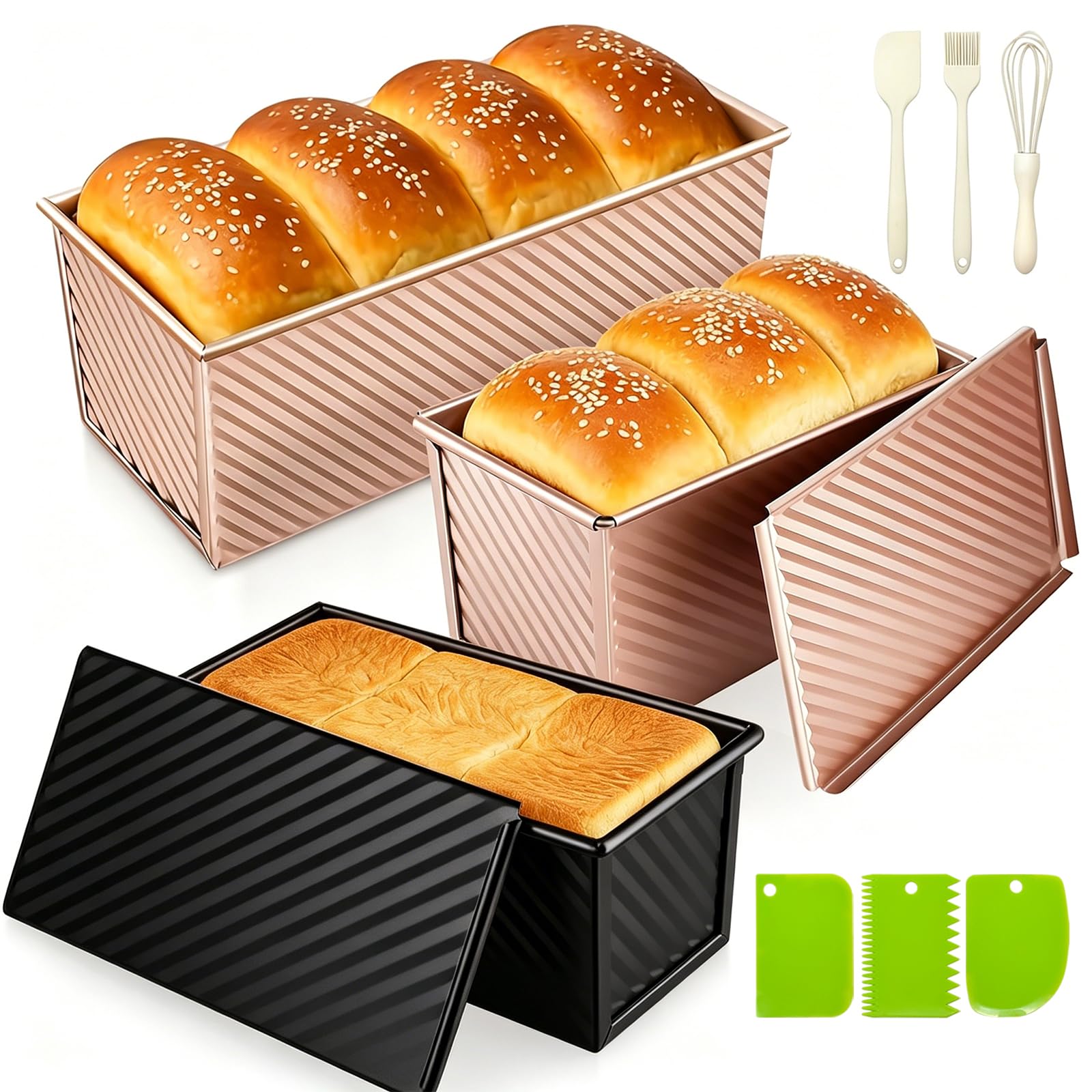 Dipanist 3Pack Pullman Loaf Pans