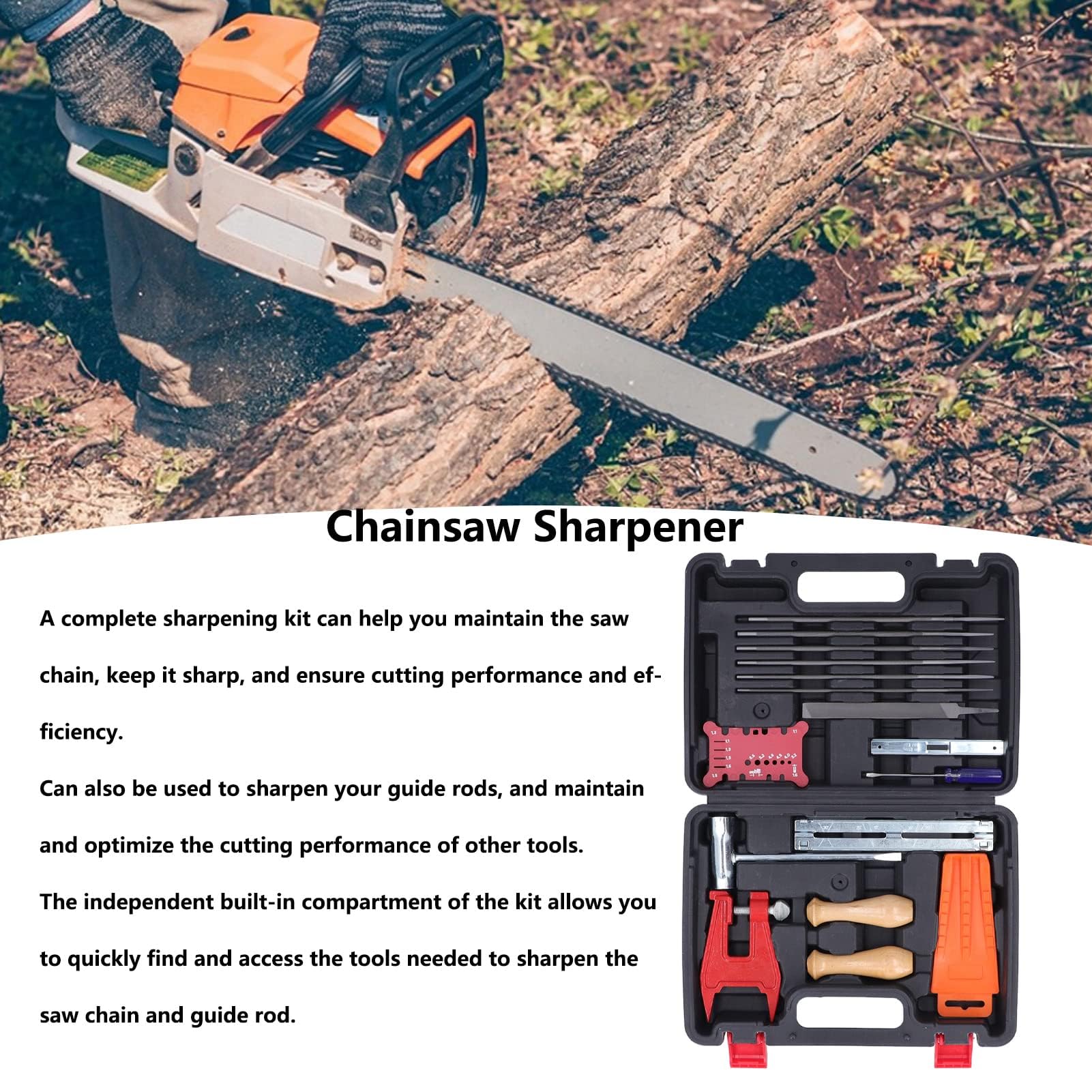 Kit De Afilado De Cadena De Motosierra De 16 Piezas, Juego De Herramientas De Carpintería De Rendimiento De Corte Eficiente, Accesorios De Sierra Versátiles Herramientas De Afilado, Para Carpin