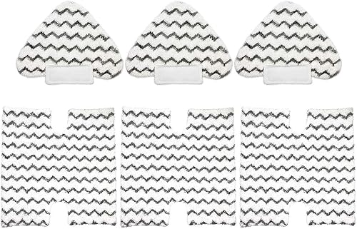 Paquete de 3 almohadillas para trapeador de vapor sin contacto + paquete de 3 almohadillas lavables de agarre triangular para Shark Lift-Away Pro &