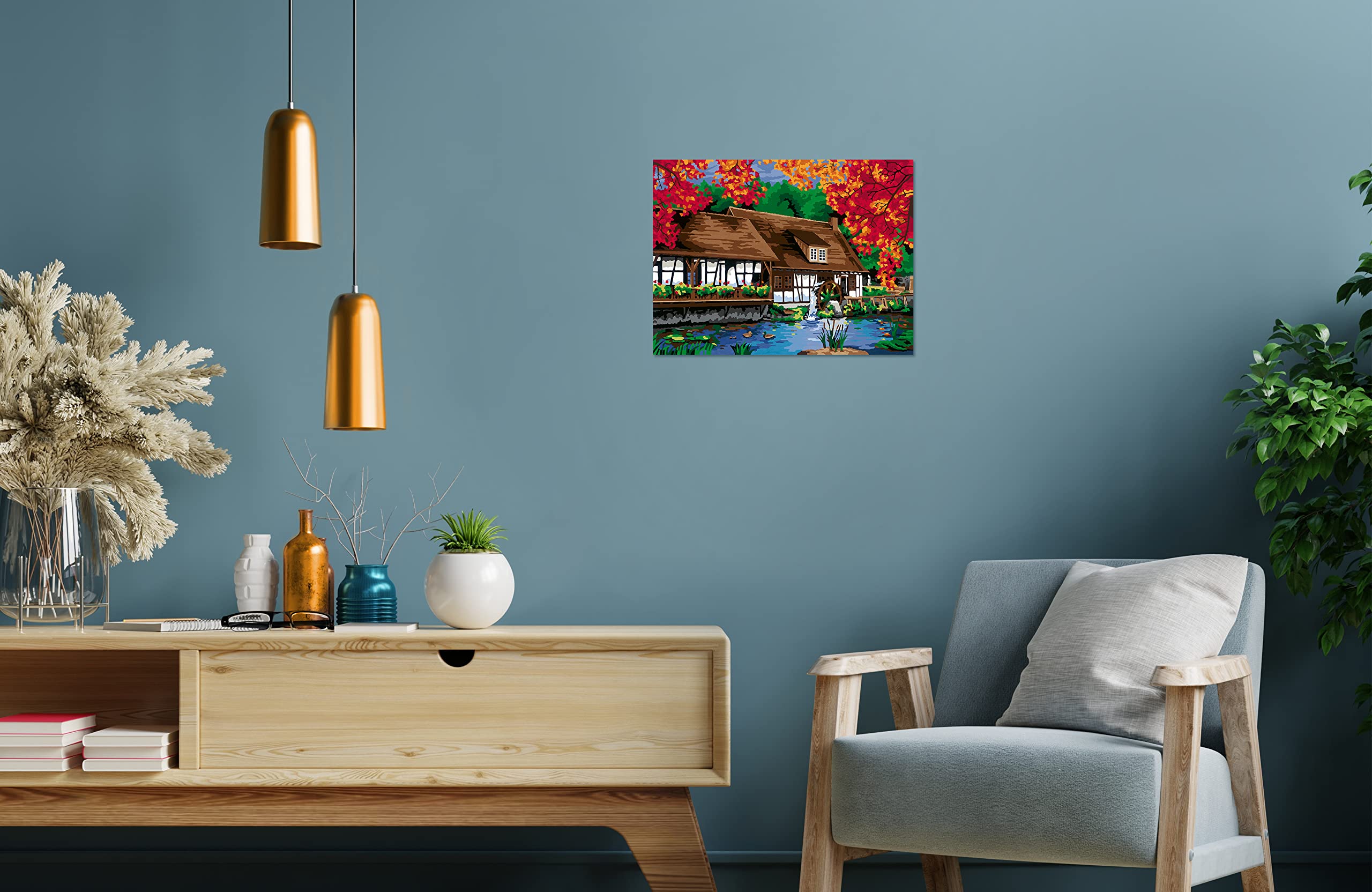 Ravensburger CreArt 23546 - Mühle am Blautopf - Malen nach Zahlen Erwachsene, DIY Malset mit Pinsel und Acrylfarben, Geschenk für Frauen und Männer, Malen für Erwachsene