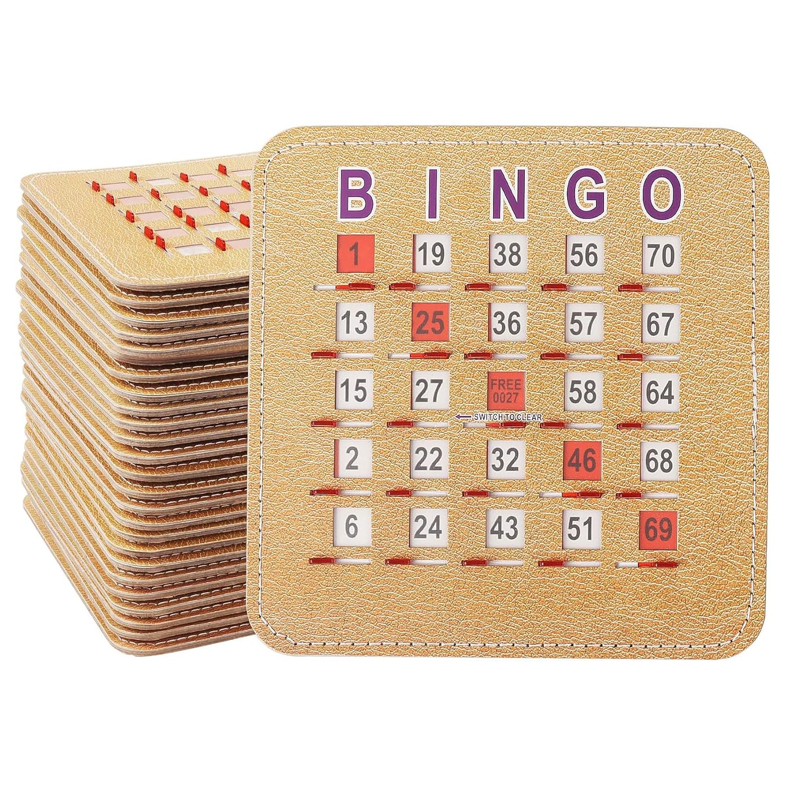 GSE Games & Sports Expert 5Ply Stitched Shutter Bingo Cards, Finger-Tip Shutter Slide Bingo Cards, Easy-Read Large Print Bingo Cardboard with Sliding Windows (50-Pack)