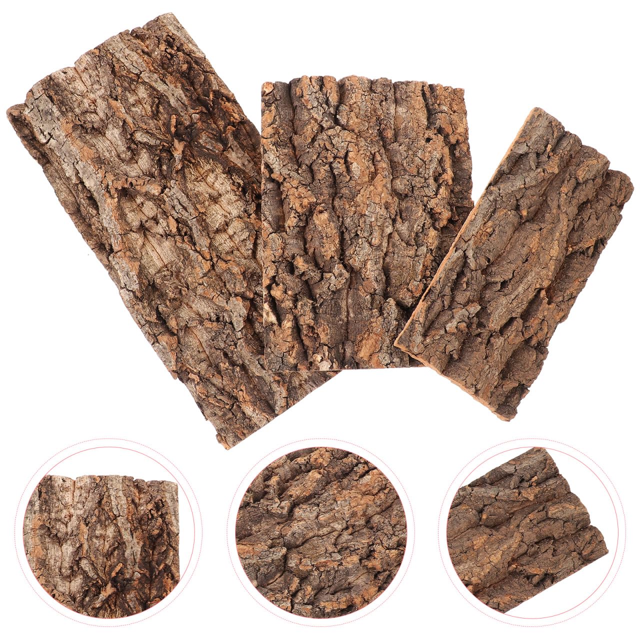 POPETPOP 3 Pezzi Corteccia di Sughero Naturale per Terrario, Sfondo per Rettili, Decorazione per Acquario e Vivario, Kit Varie Dimensioni per Drago Barbuto e Geco