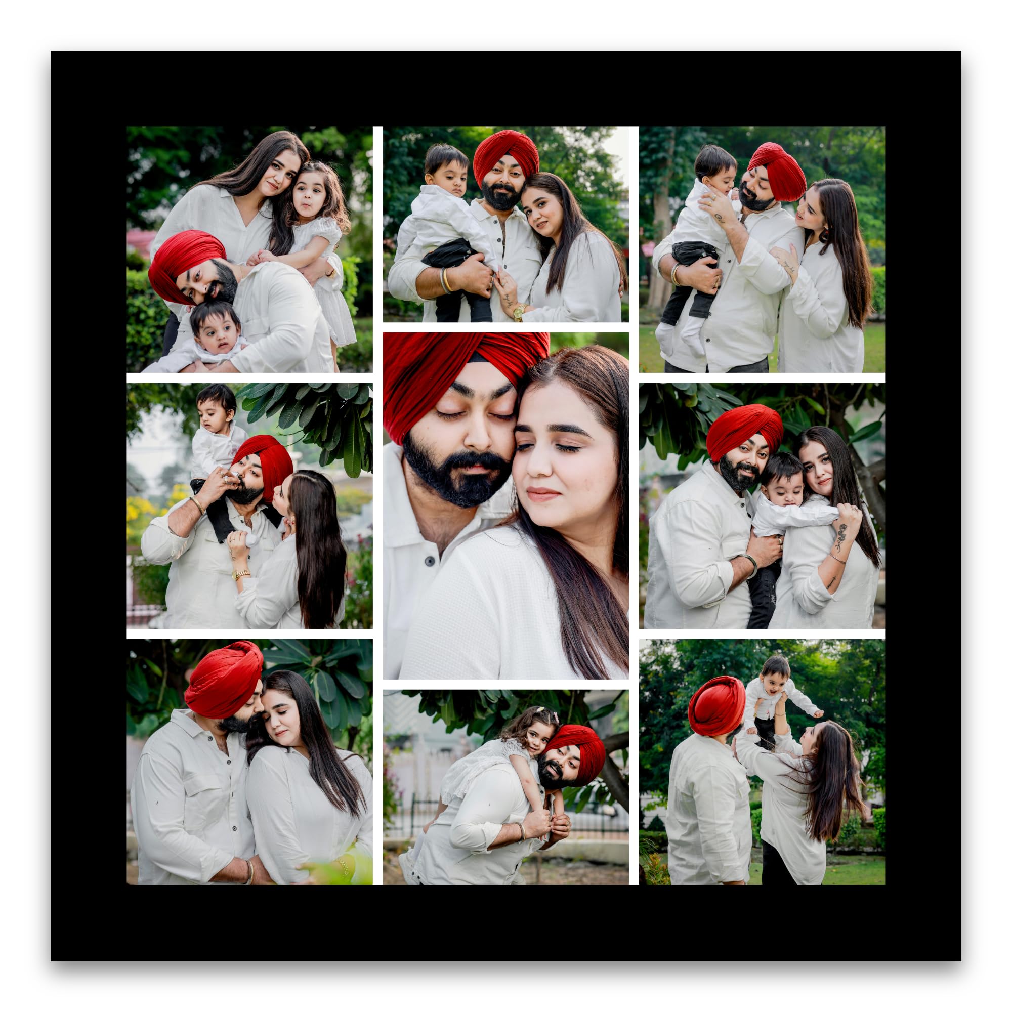 Mad Masters Customized Photo Frame | 9 Photo Collage Wooden Frame, 12 x 12 inches | Personalized Wall Frame for Couple, Family, Kids | Home Décor & Gift (Black, Textured)-image-35