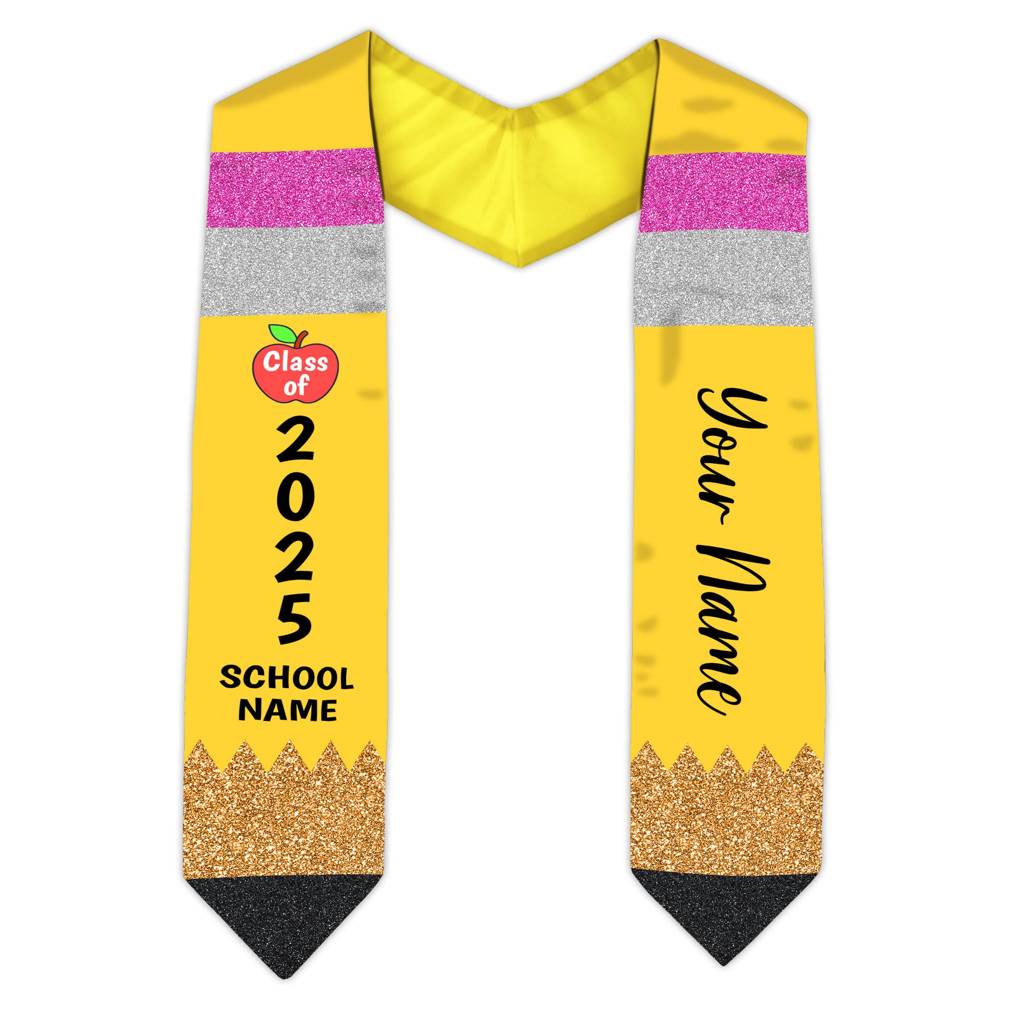 MonkeyVan Personalized Teacher Graduation Stole 2025,Custom Pencil Graduation Stole for Teachers,Class of 2025 Teacher Sash S295