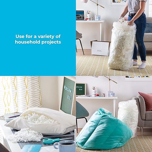 Miniatura 4 de Linenspa Espuma viscoelástica triturada de alta calidad, espuma blanca para manualidades, relleno de repuesto para almohadas, puf, sillas, camas de