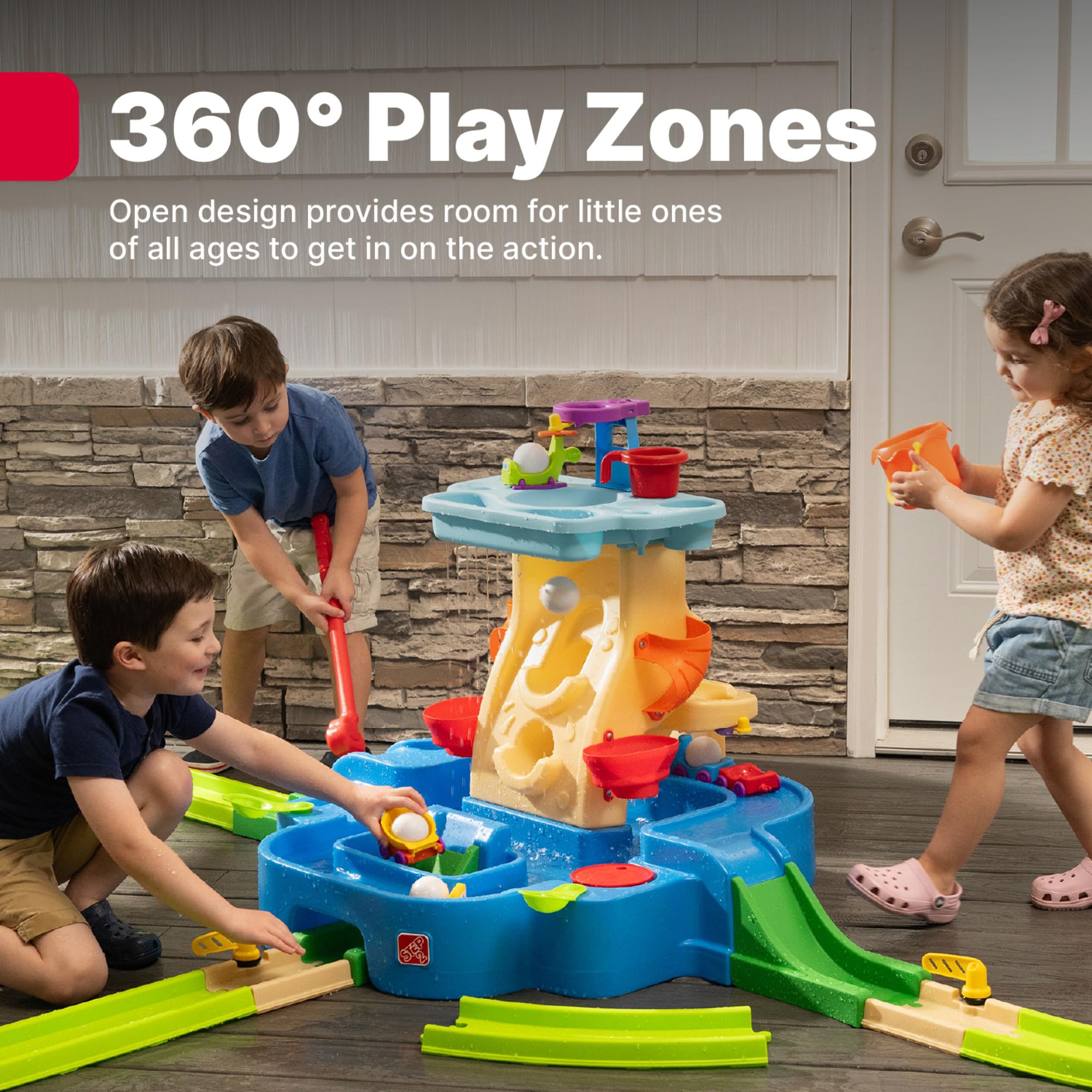 Step2 Putt & Splash Center Tavolo d'Aqua e Minigolf in Plastica | Giocattoli da Esterno per Il Giardino con 30 Accessori | Pista Acquatica per Bambini | 320 x 197 x 73 cm