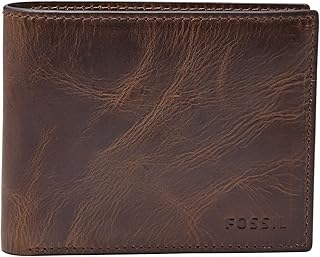 Fossil Billetero para hombre Derrick, Billetero de piel marrón oscuro 11,43 cm largo x 1,9 cm ancho x 8,89 cm alto ML3681201