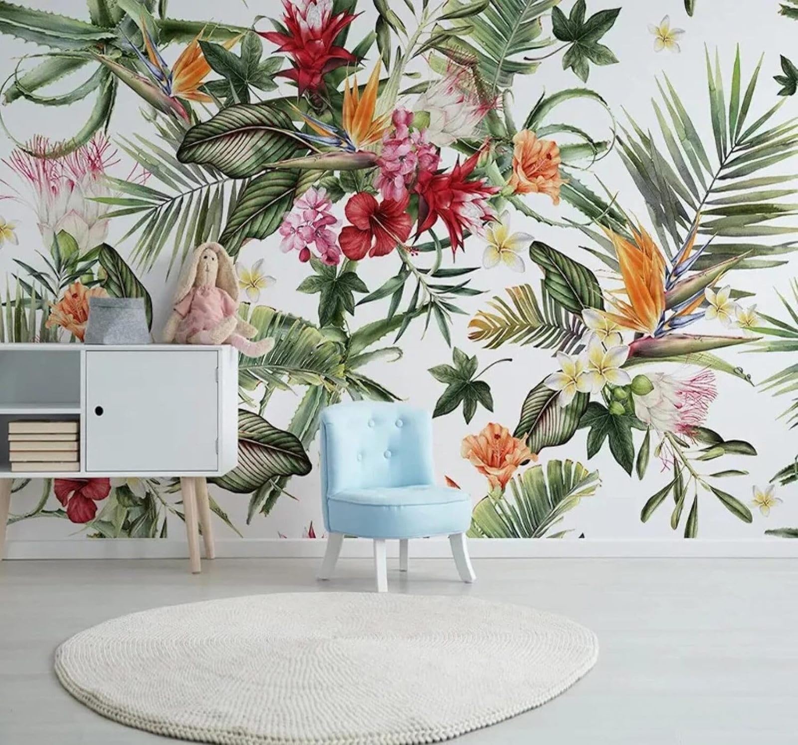 XLMING Fresh Tropical Plants Flowers Cacti 3D Wallpaper Luxury Silk Study Dining Feature Sofa Grey Bedroom Living Room Tv Decorative Wall-400cm×280cm