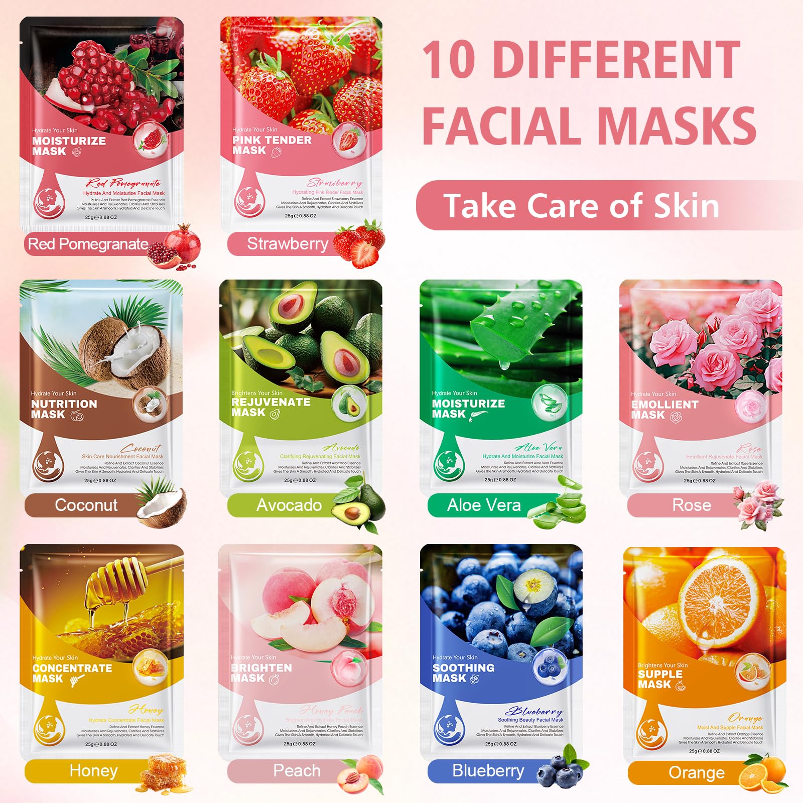 Maschera per il viso in tessuto, 60 pezzi, set regalo da donna