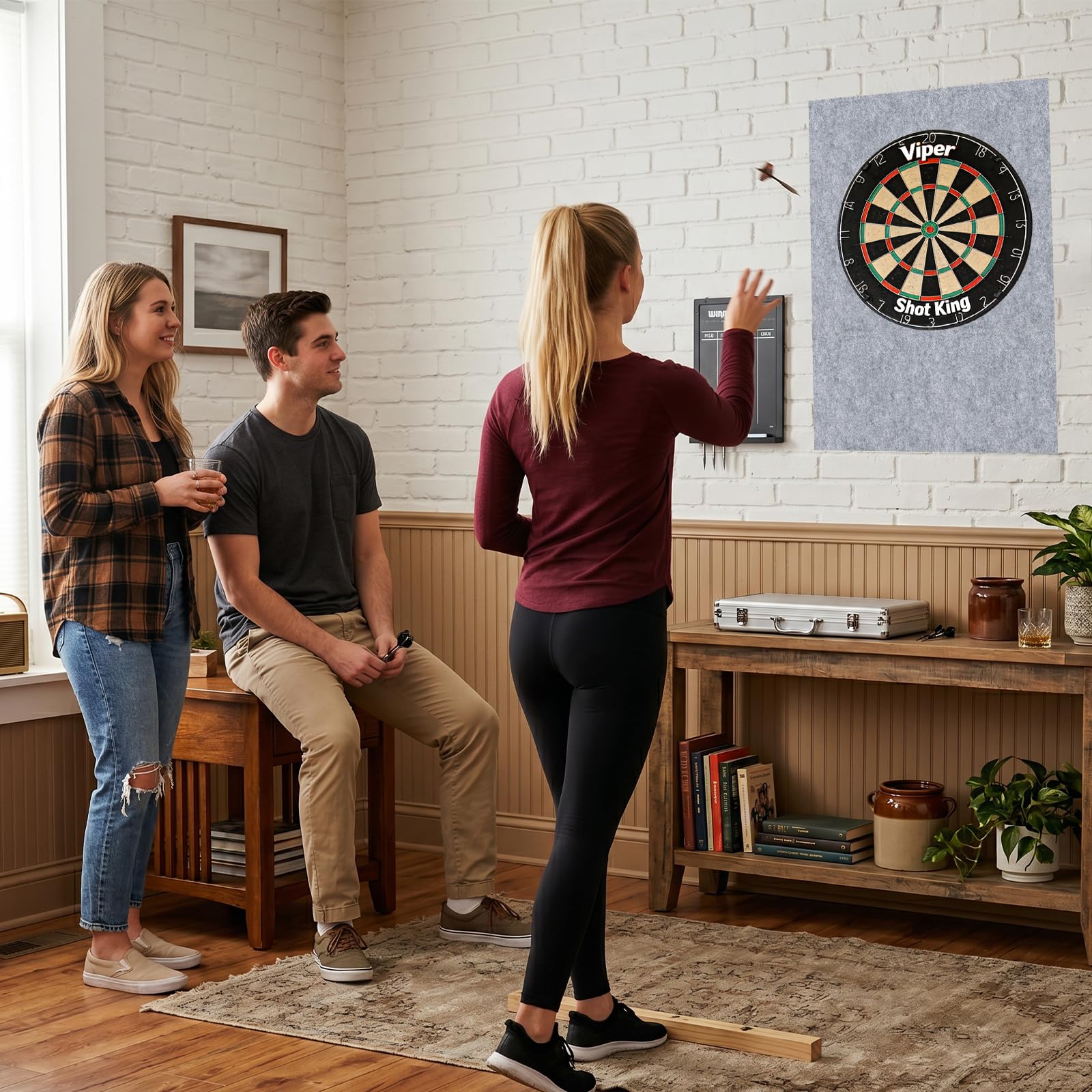 Dartboard Wandschutz, Filz Dartscheibe Wandschutz Selbstklebend, Wandumrandung für Dartboard, Filz-Dartböard-Wandschütz für Dart Wandschütz,Dartböard-Rückseite, Filz-Wandfliesen Kork Board