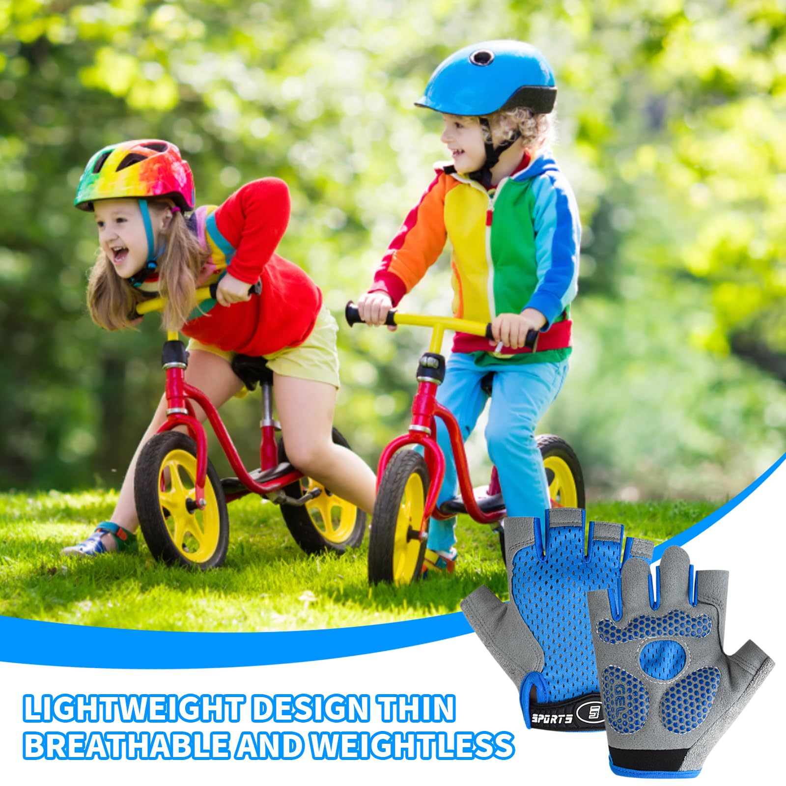 Eclove Kinder Sporthandschuhe, Fahrradhandschuhe Kinder, Reithandschuhe Kinder, Halbfinger Sporthandschuhe, Ultradünn, Atmungsaktive, Elastisches Mesh, für Mädchen und Jungen Alter 9-13 (Blau) Fashion
