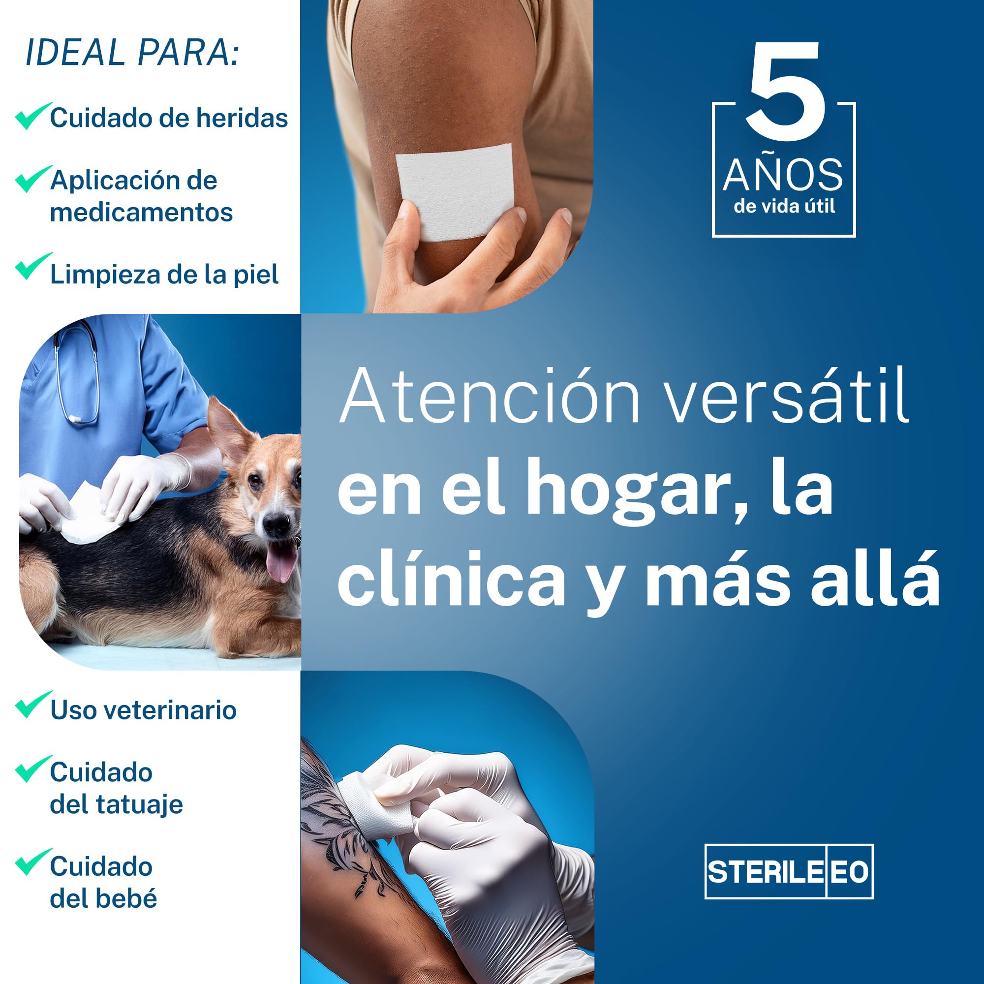 Gasas Estériles no tejidas 10x10 cm 100 unidades | Para el cuidado de heridas | Suaves, absorbentes y sin pelusa