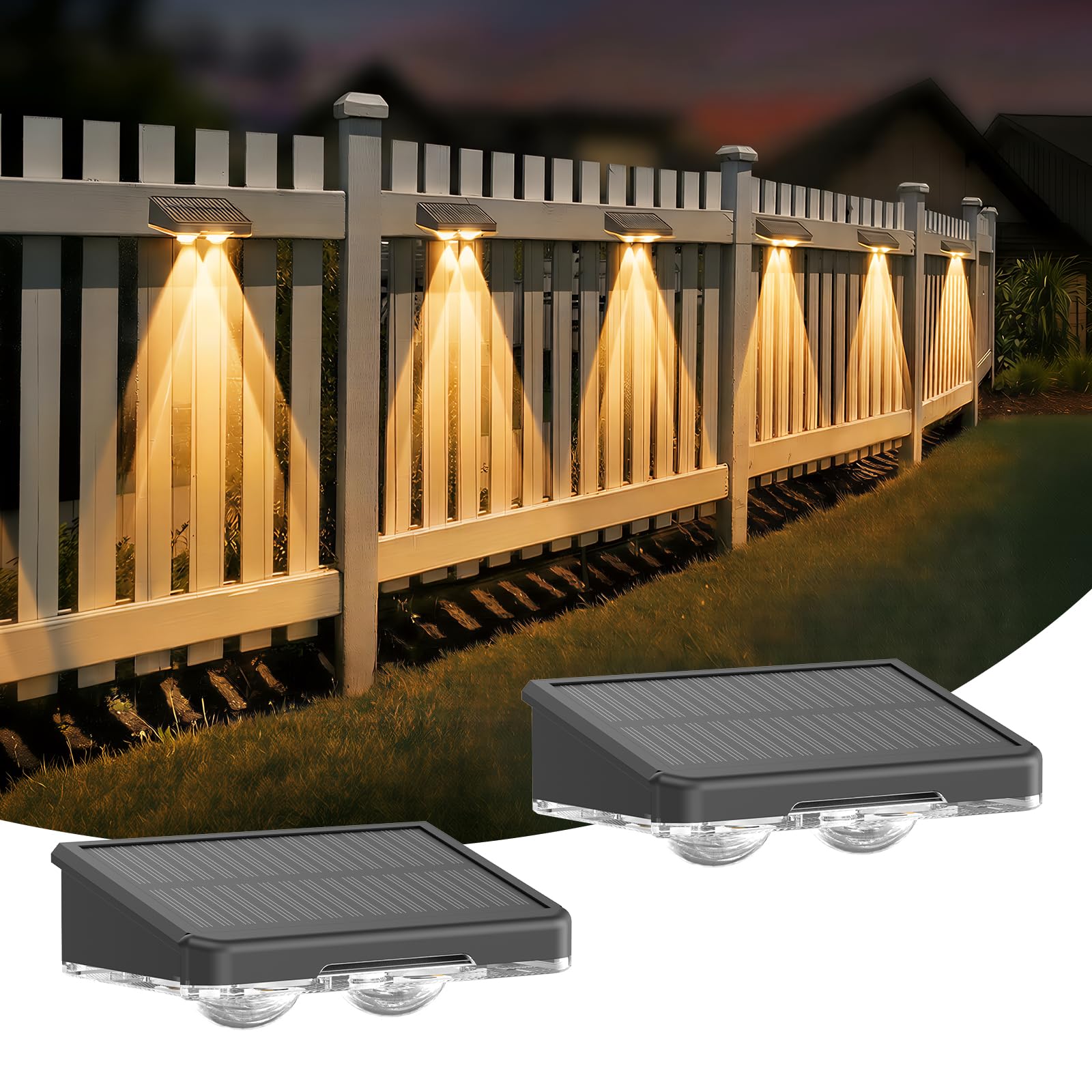 DANCINGBOAR Solar Wandleuchte Aussen 2er-Pack, Solarlampen für Außen Wand Garten mit 6 Farben & RGB Farbwechsel, Solar Zaunleuchten für Außen IP65 für Terrassen
