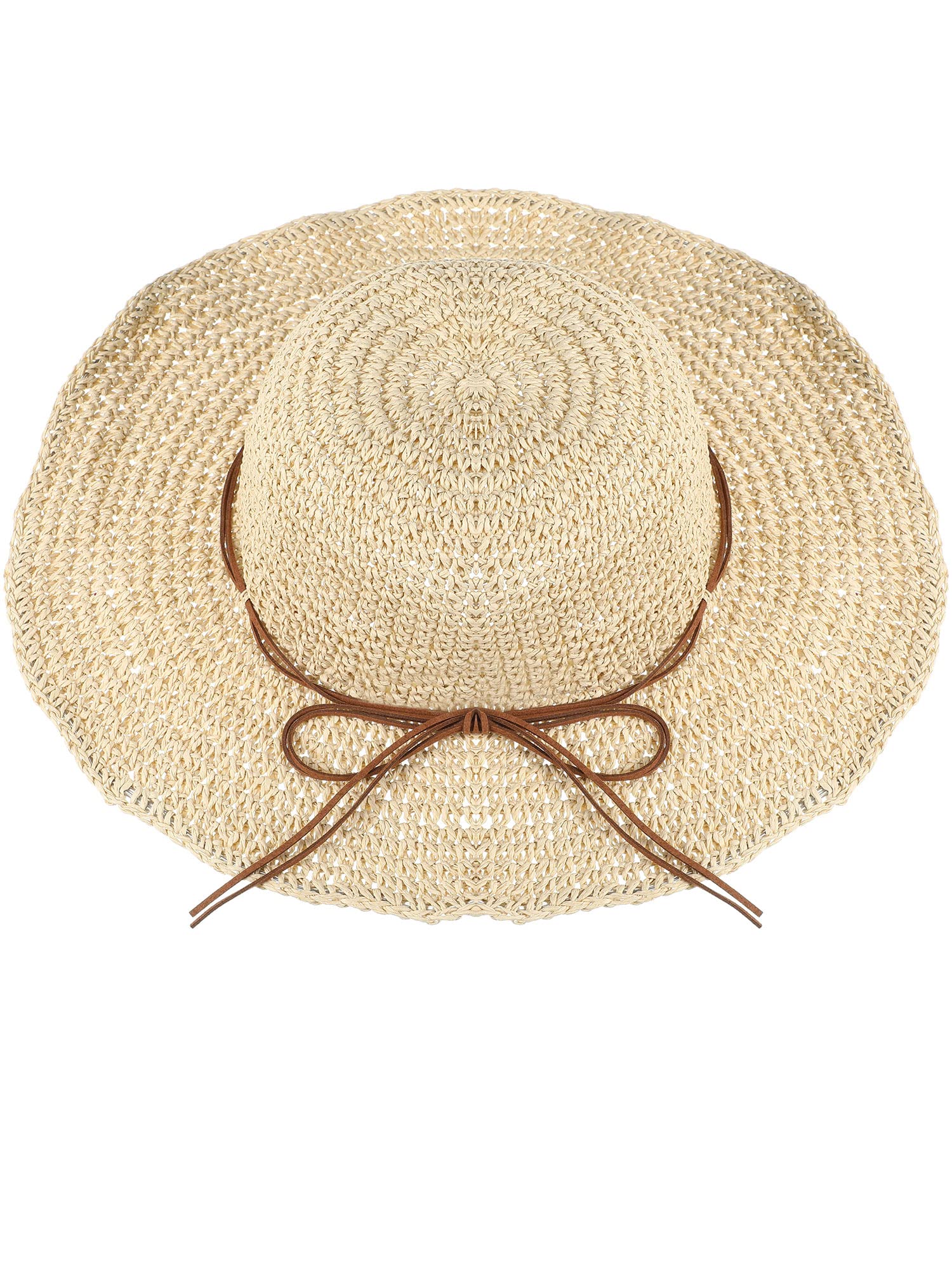 SATINIOR Sombreros de Sol Sombrero Plegable de Paja con ala Ancha Pamelas de Playa