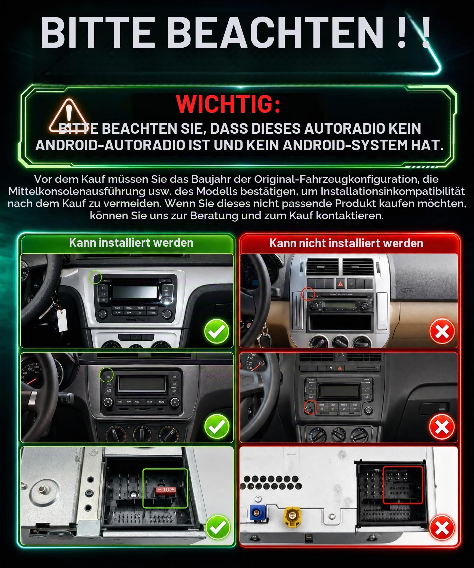 Rimoody Autoradio für VW Golf 5 6 Passat Polo Tiguan Touran Caddy Skoda SEAT Wireless Carplay Android Auto Bluetooth FM/AM/RDS Radio, 7 Zoll Touchscreen Radio Mirror Link EQ/SWC/USB Rückfahrkamera