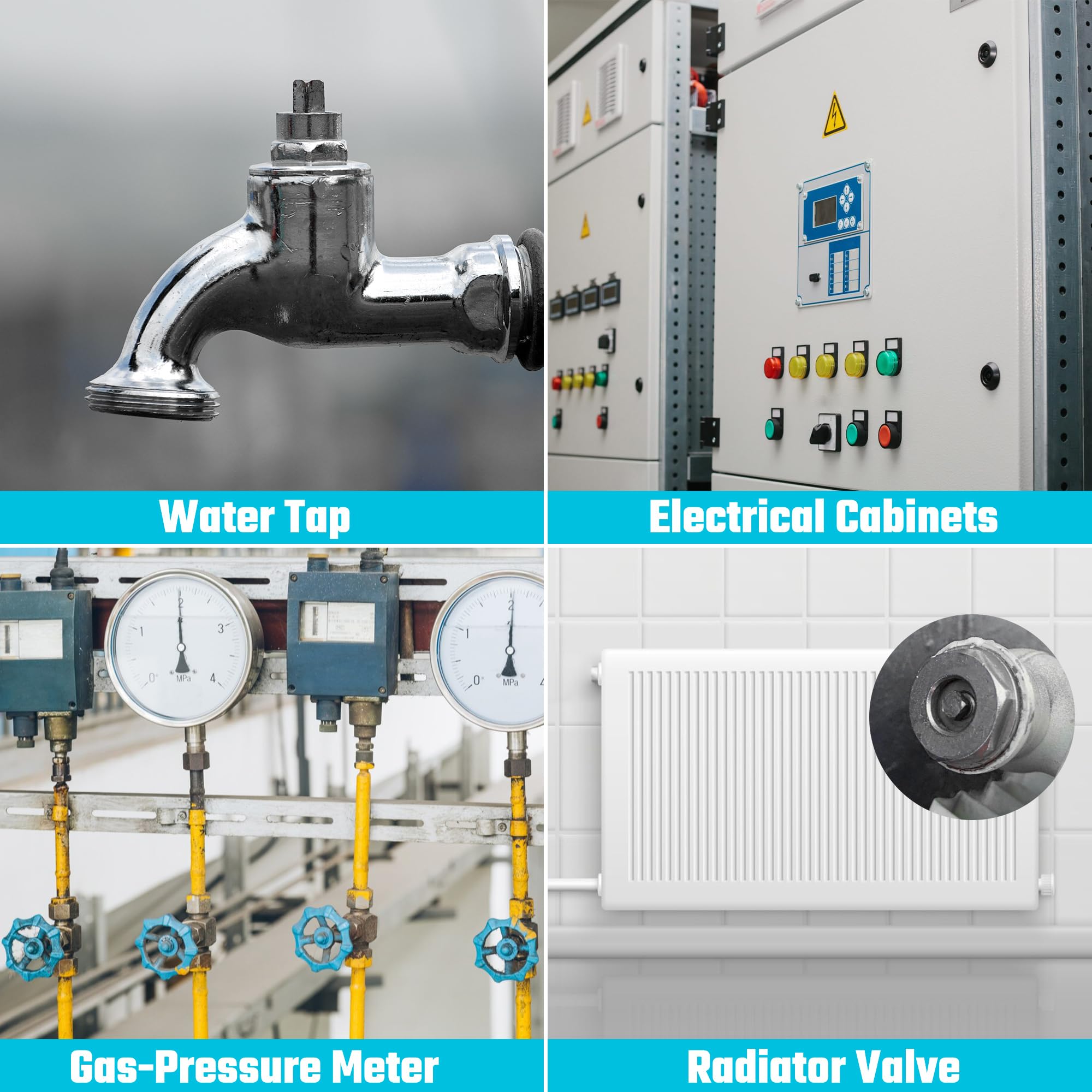 DURATECH 4 vie chiave di utilità multifunzionale con Punta, Chiave della scatola del contatore Chiave del gas per l'apertura del contatore del gas dell'acqua del gabinetto dell'ascensore elettrico