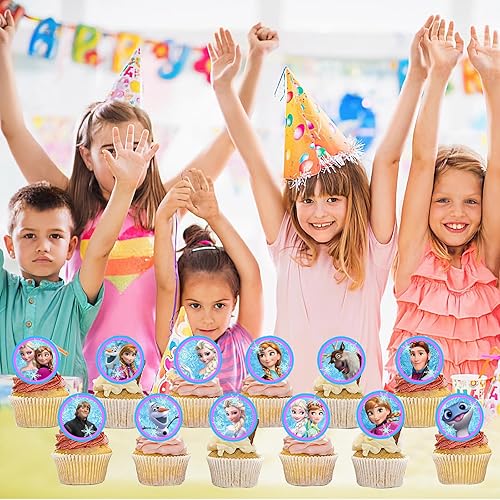 Miniatura 6 de Decoración para tartas de dibujos animados para niñas y niños, decoración de cumpleaños, suministros de fiesta, 24 unidades