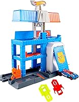 Hot Wheels City Downtown Police Tower Playset - 3-Level Track Set with 1:64 Die-Cast Police Car & Speed Snap Connections